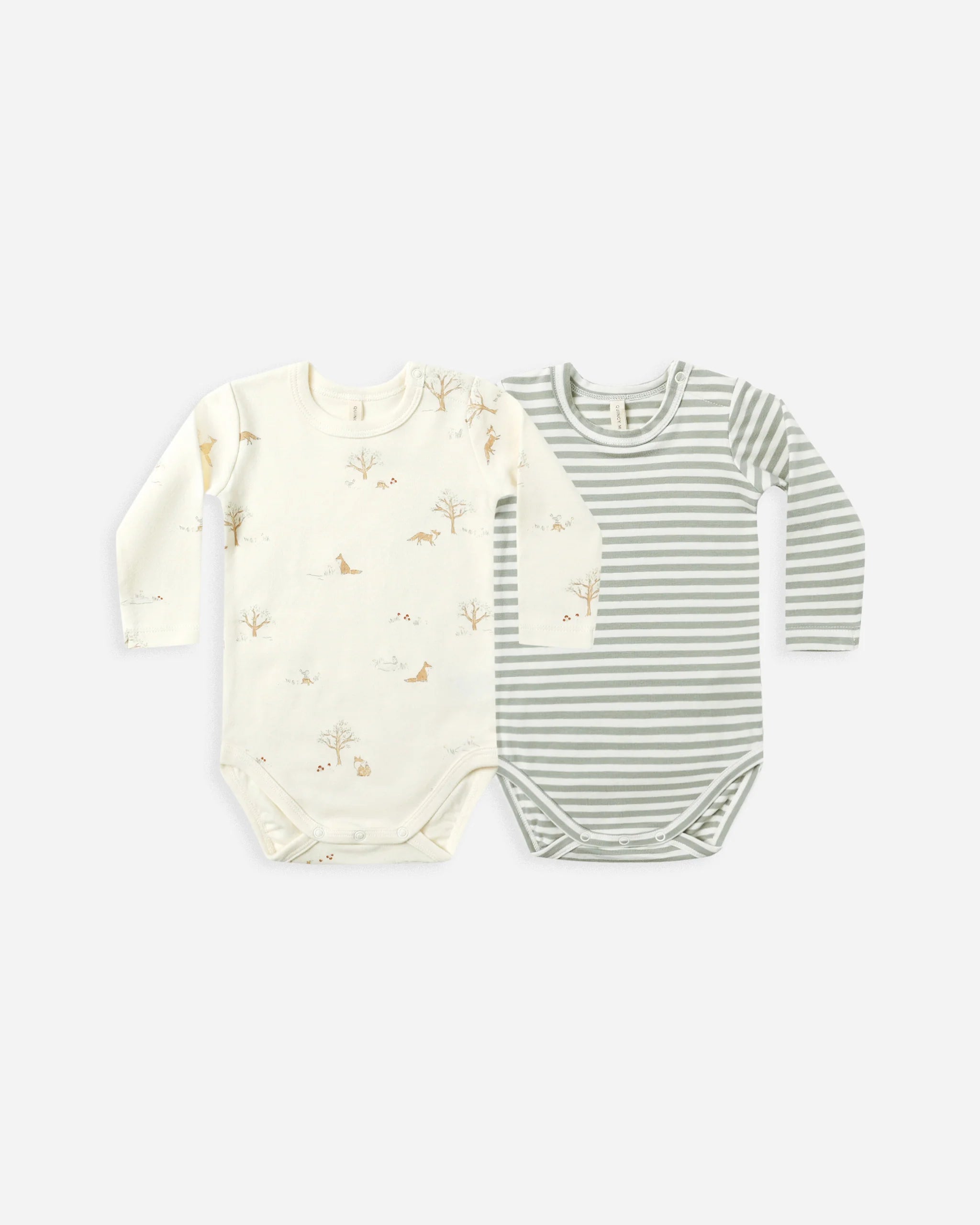 2 Pk Body Suit Set & Drawstring Pant Set || Fox Land & Fern Stripe