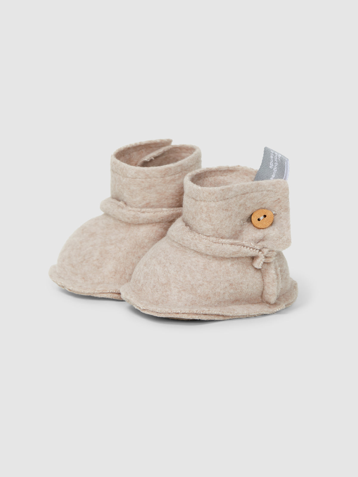 Snug Organic Cotton Fleece Booties with Button || Beige