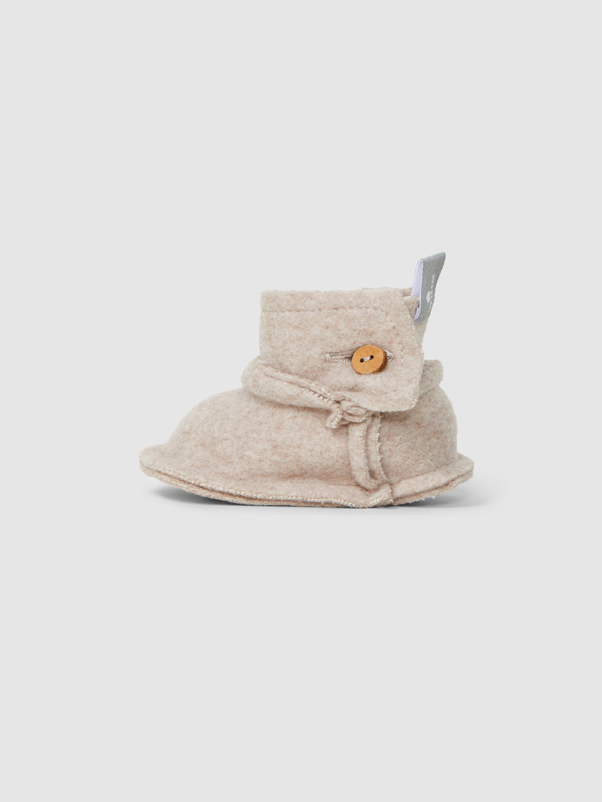 Snug Organic Cotton Fleece Booties with Button || Beige