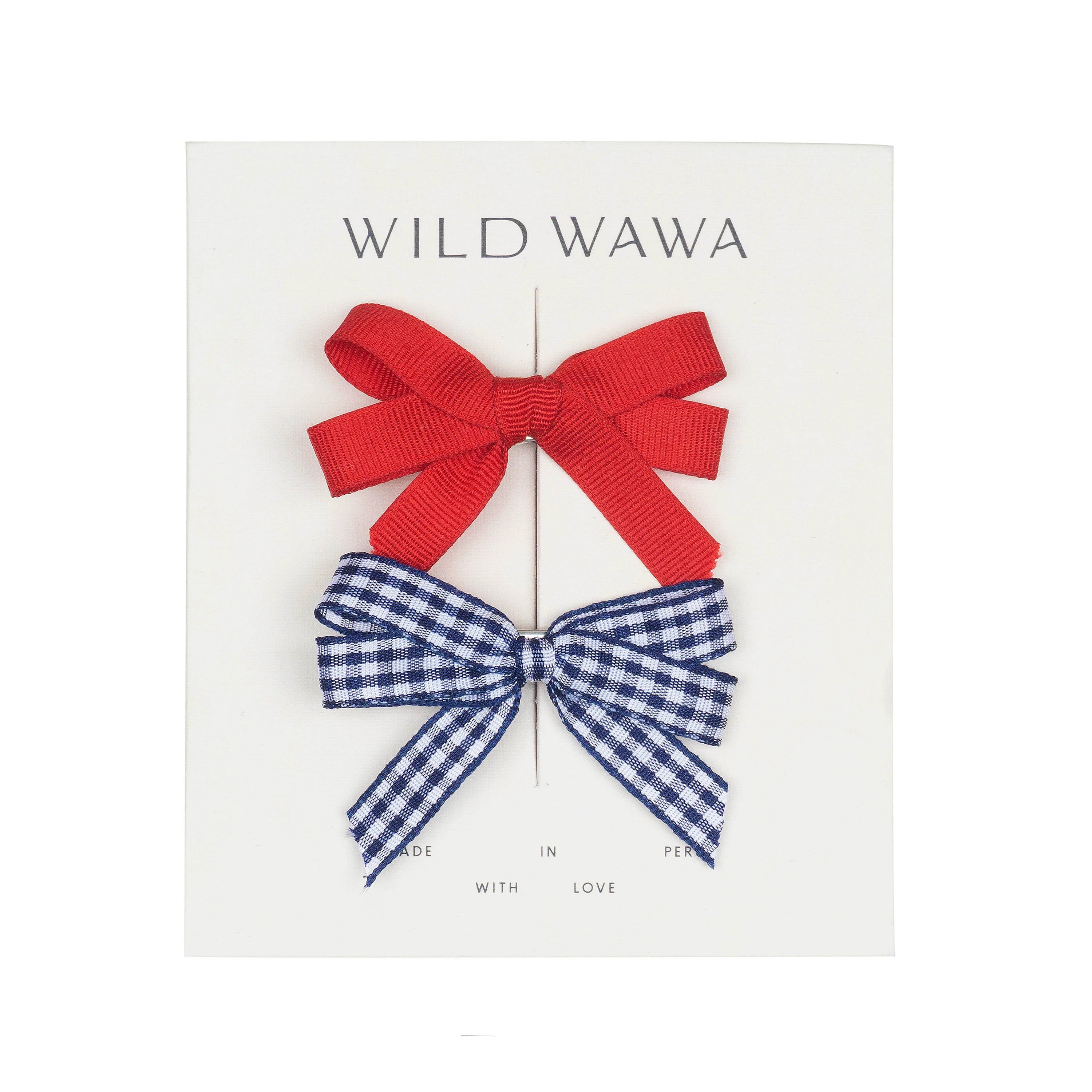 Wild Wawa Bow Clip Set || Red/Blue