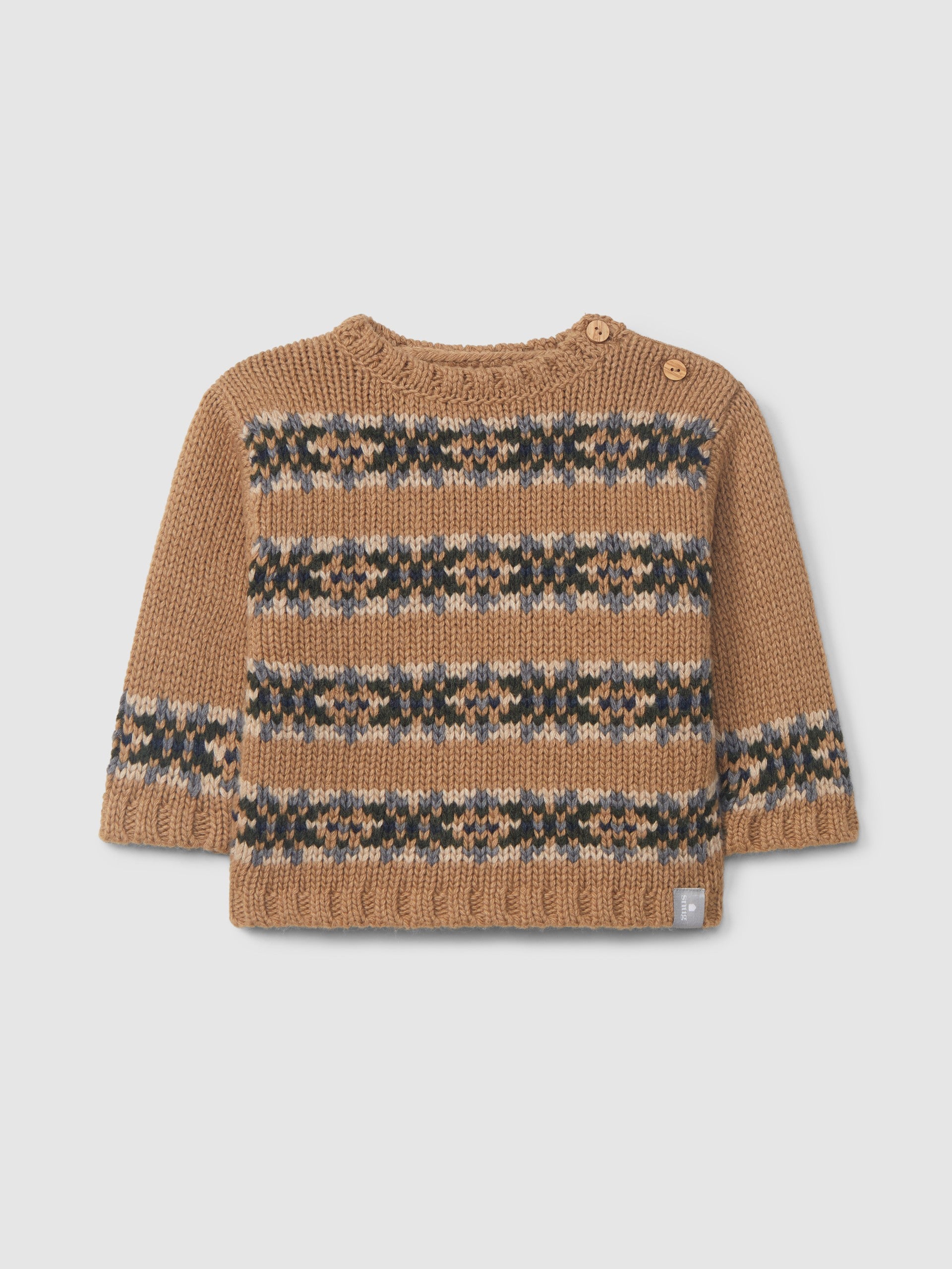 Snug Knitted Jumper with Jacquard || Beige
