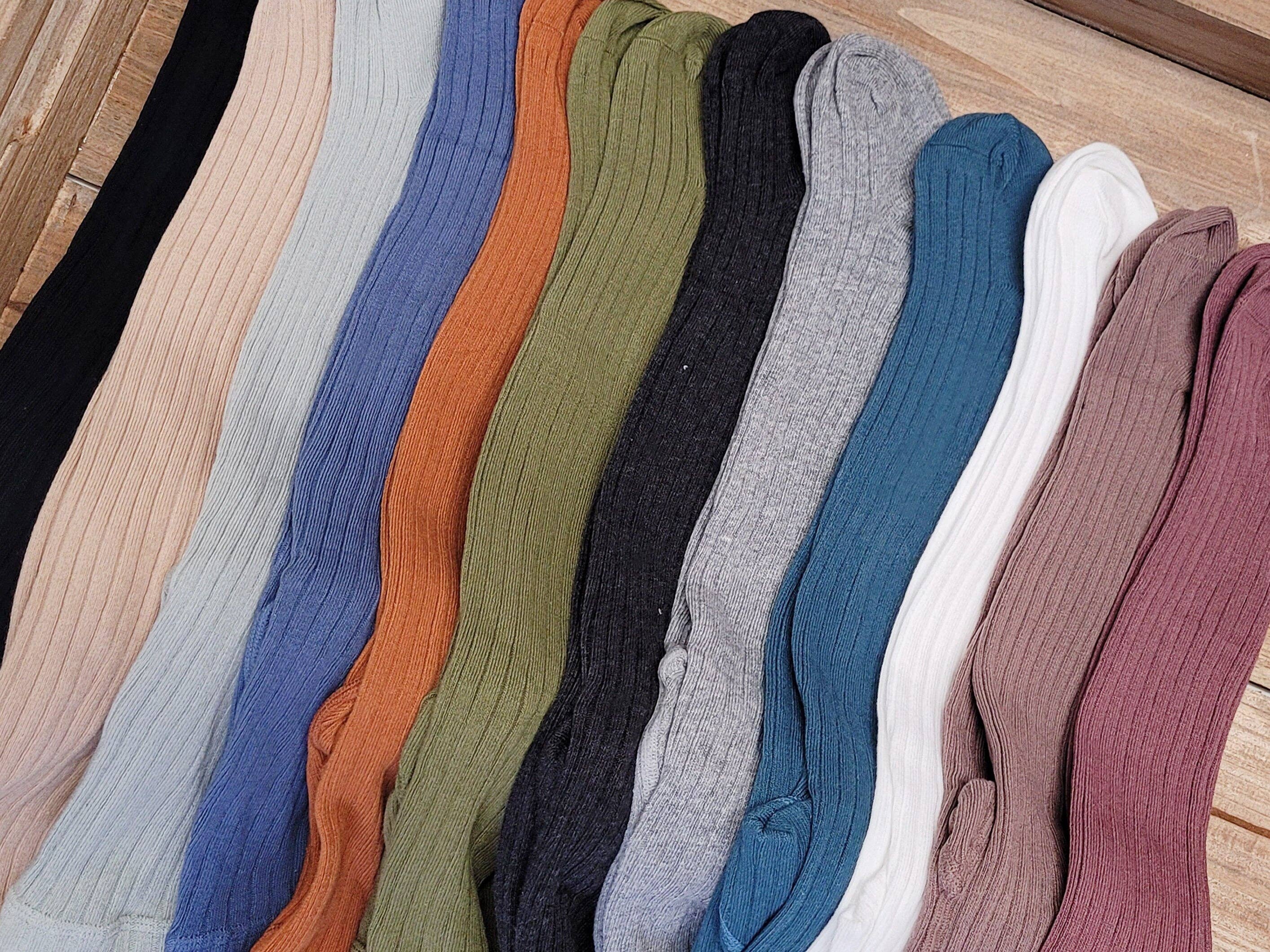 Ribbed Tights Stockings: White