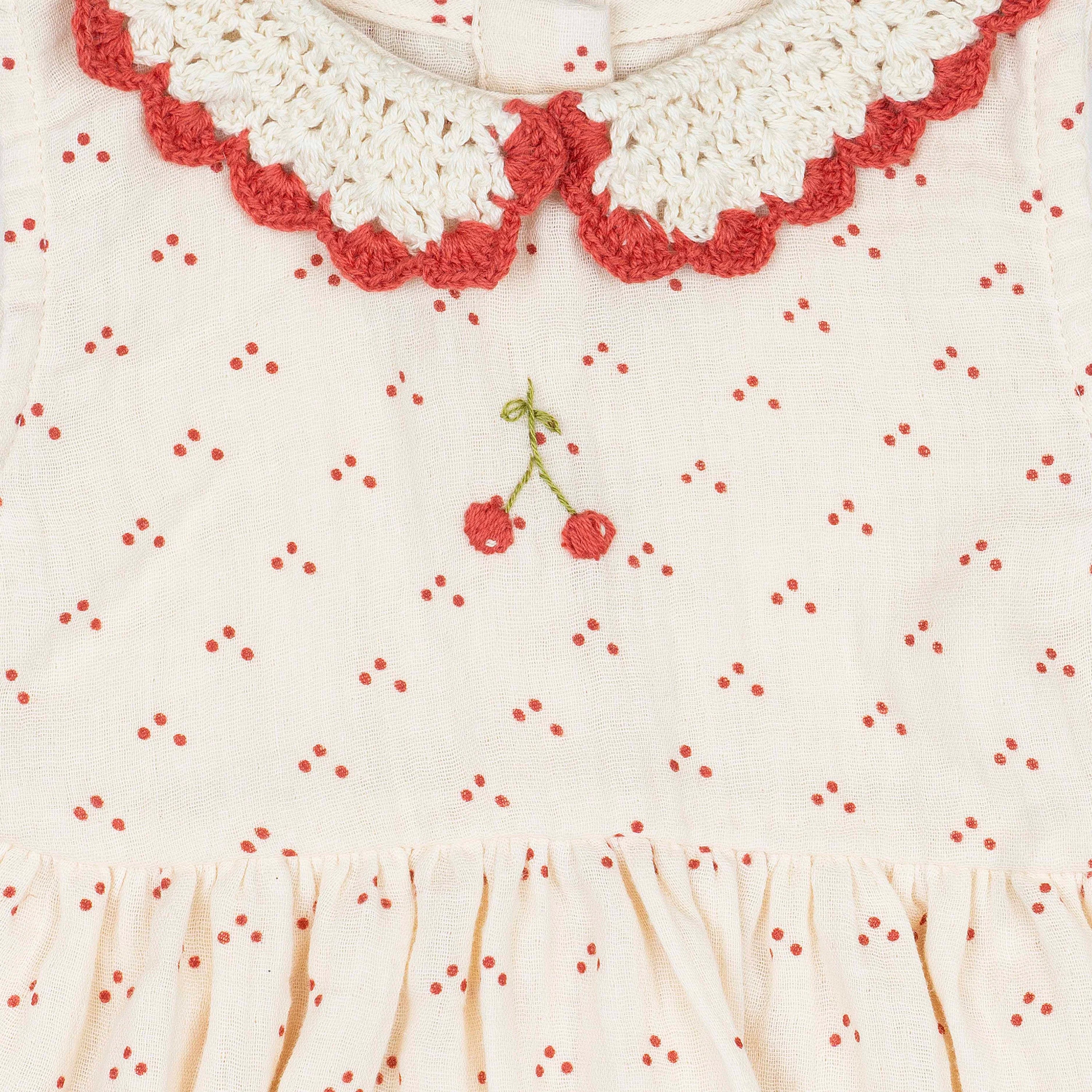 Wild Wawa Crochet Collar Dress || Red Dot/Cherry