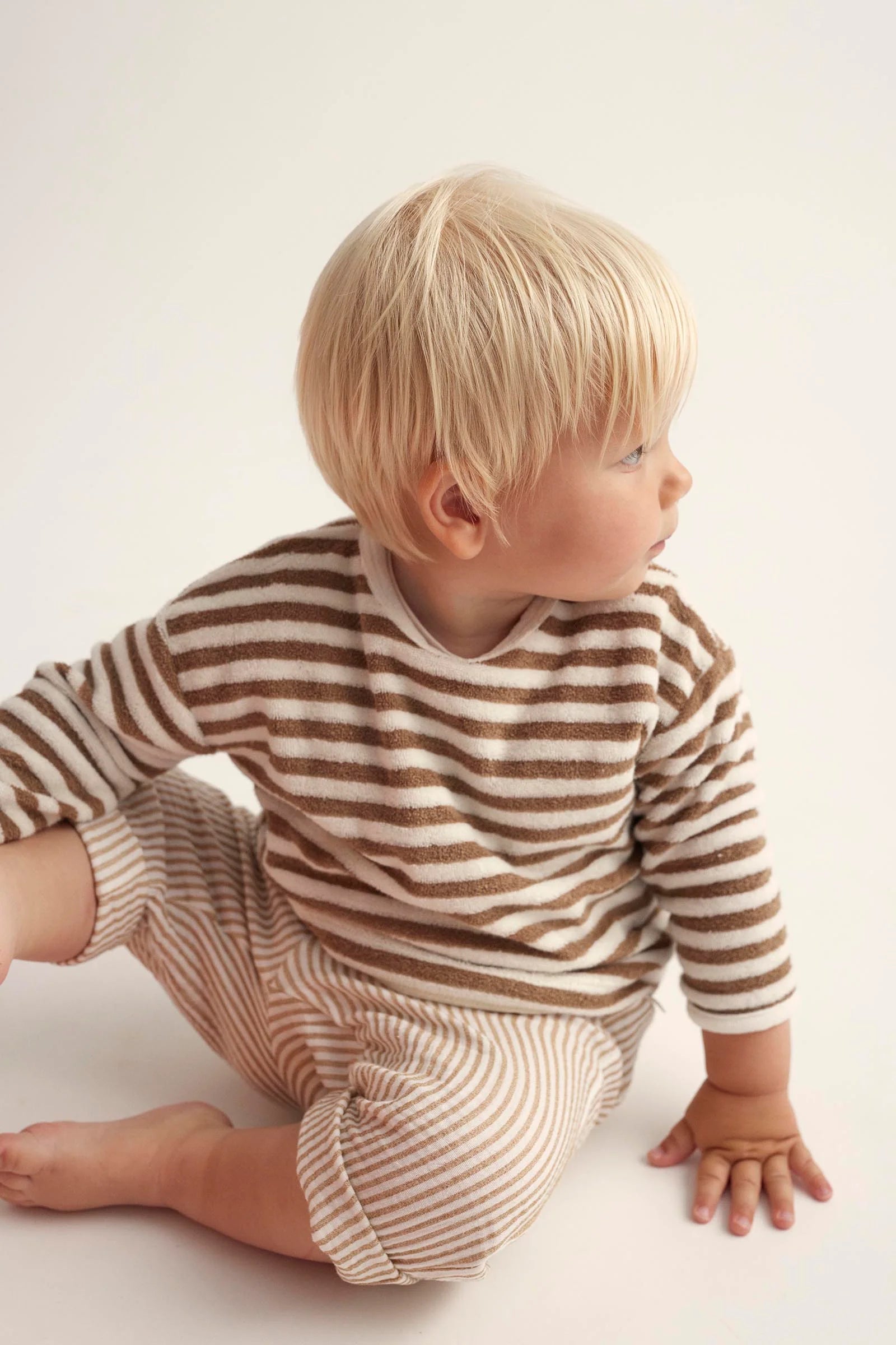 Striped Gauze Baby Pants || Coffee
