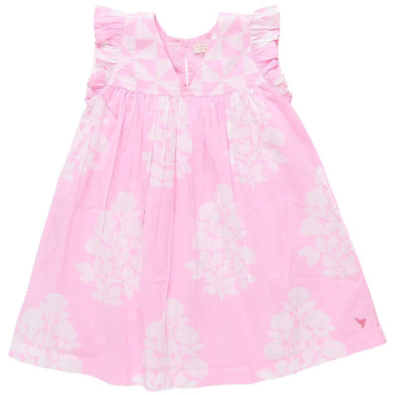 Girls Courtney Dress - Pink Bouquet Floral