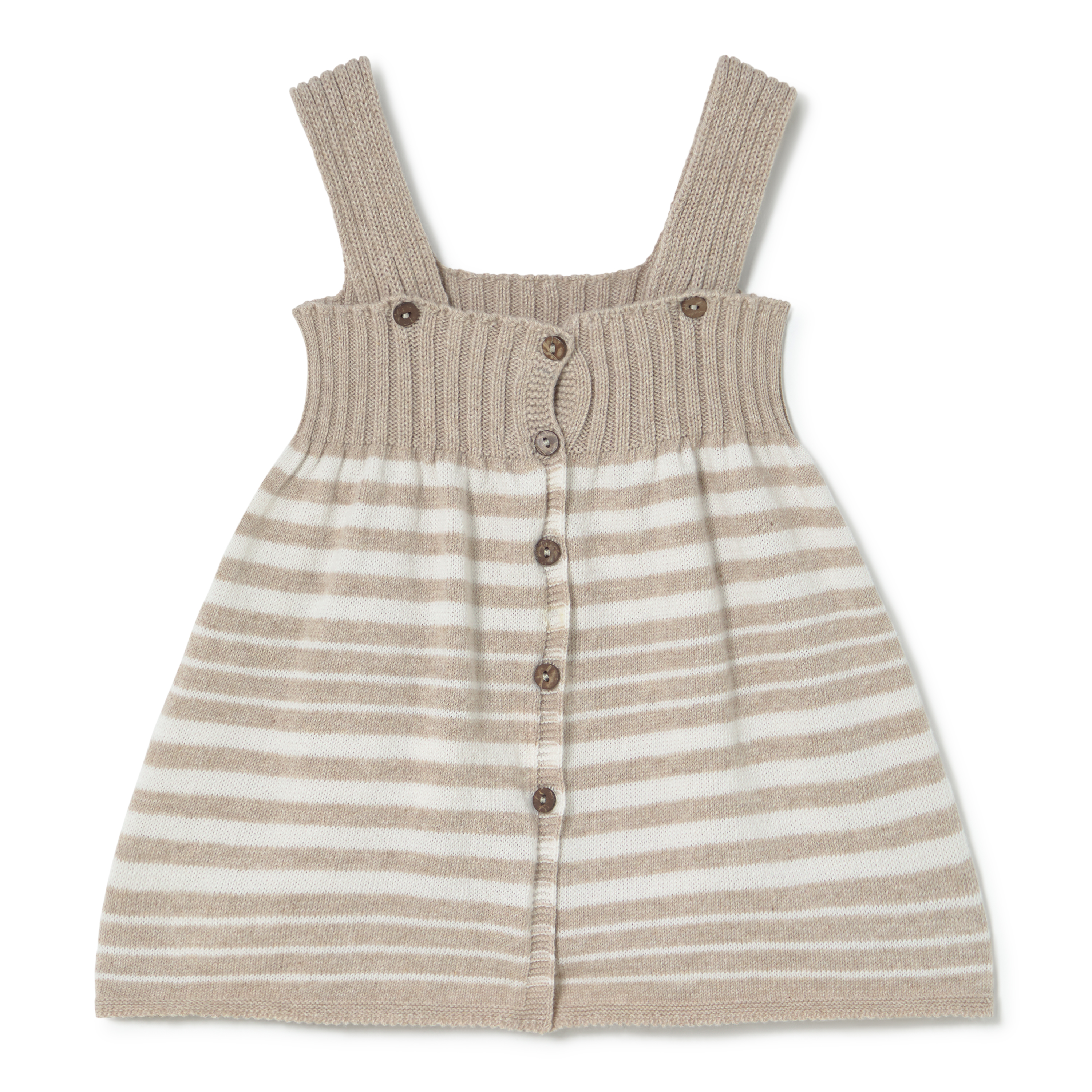 Cintia Irregular Striped Knit Dress || Cream Toasted