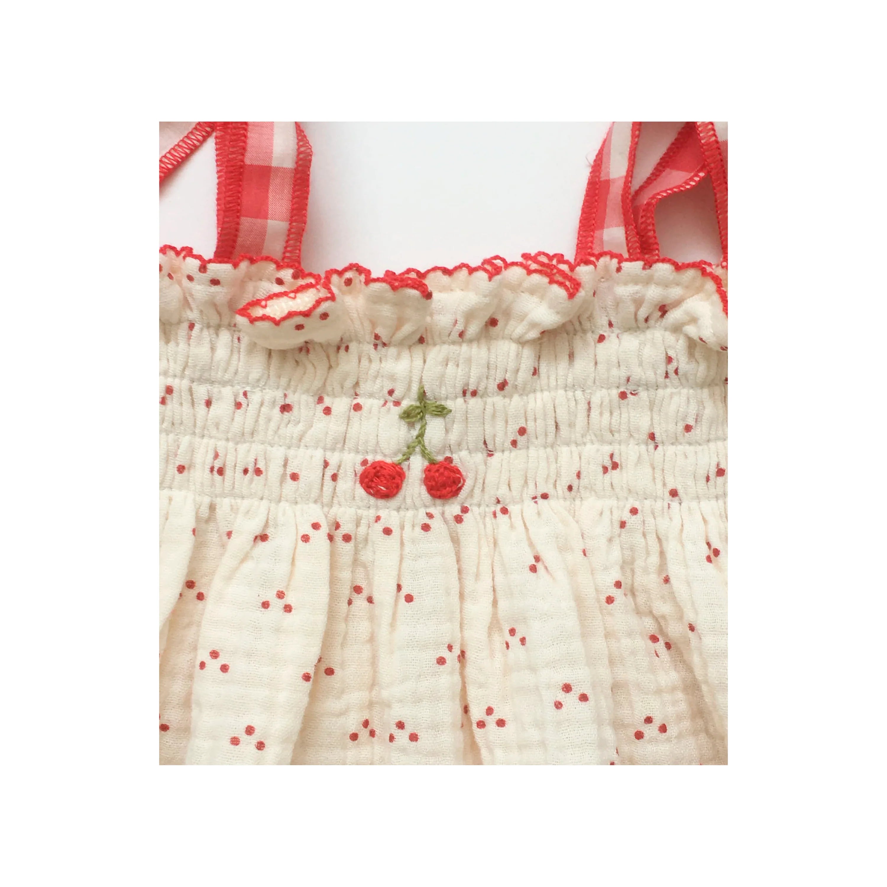Wild Wawa Embroidered Smock Set || Red Dot/Cherry