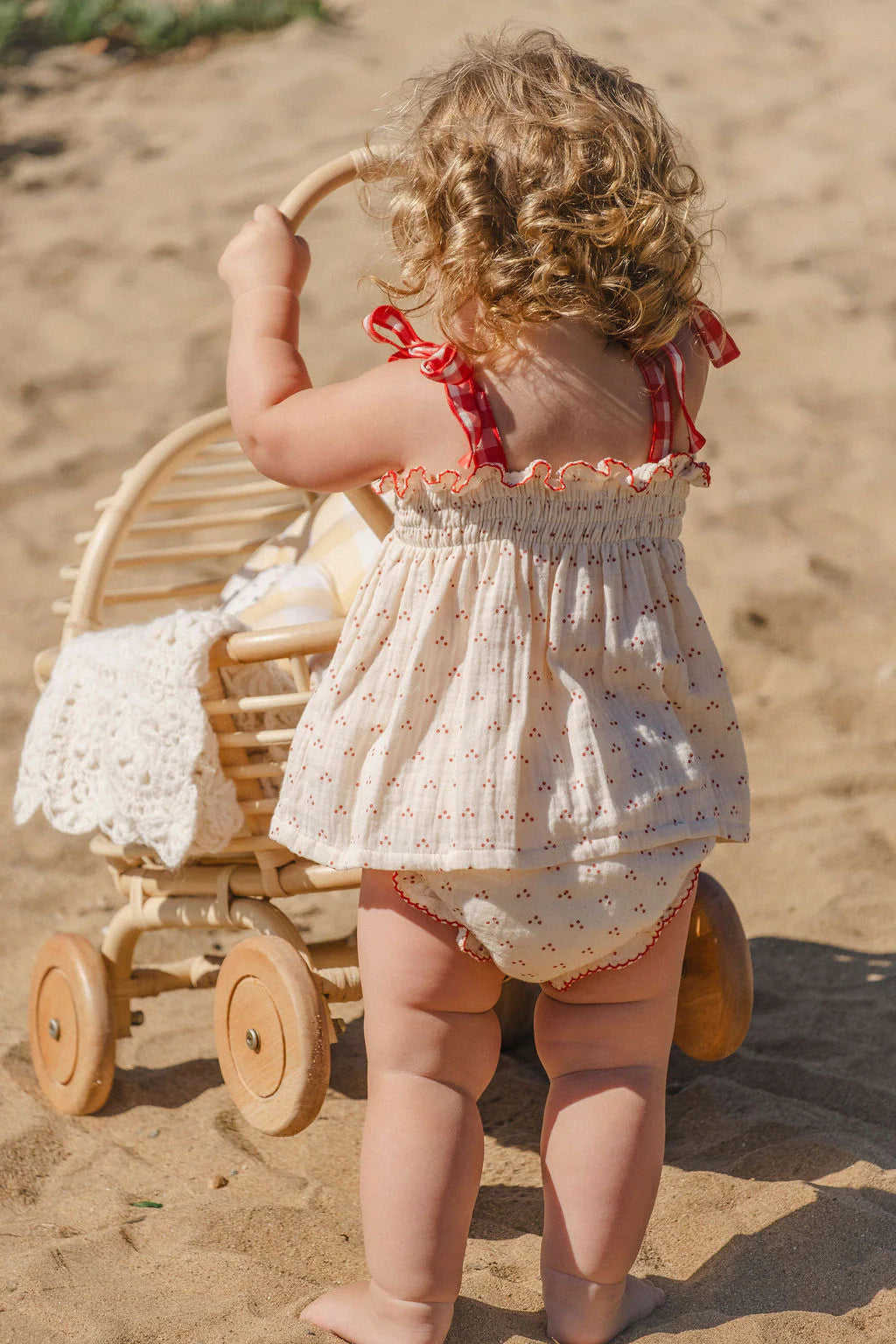 Wild Wawa Embroidered Smock Set || Red Dot/Cherry
