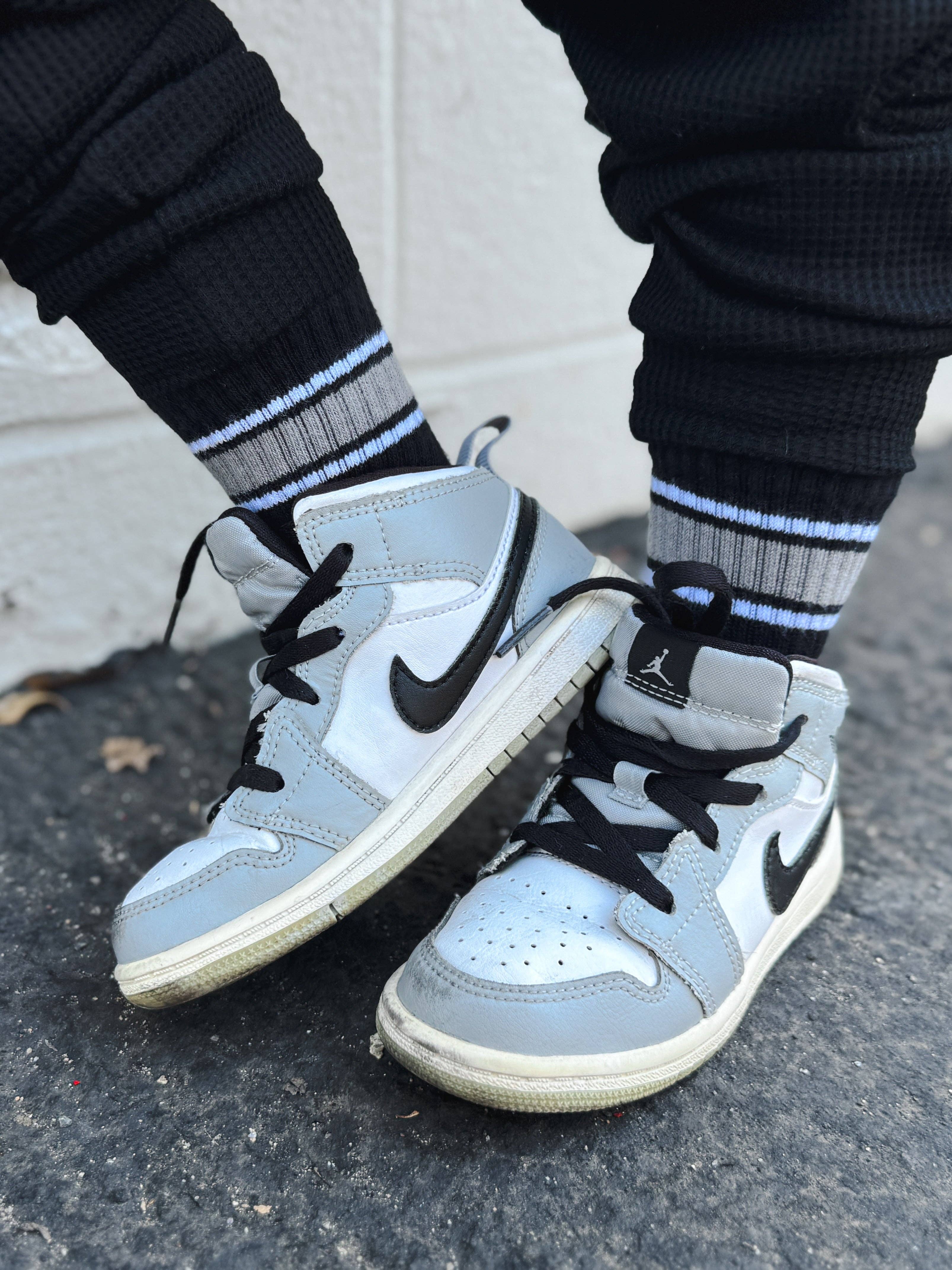 Kicking It Up Socks || Monochrome Stripe