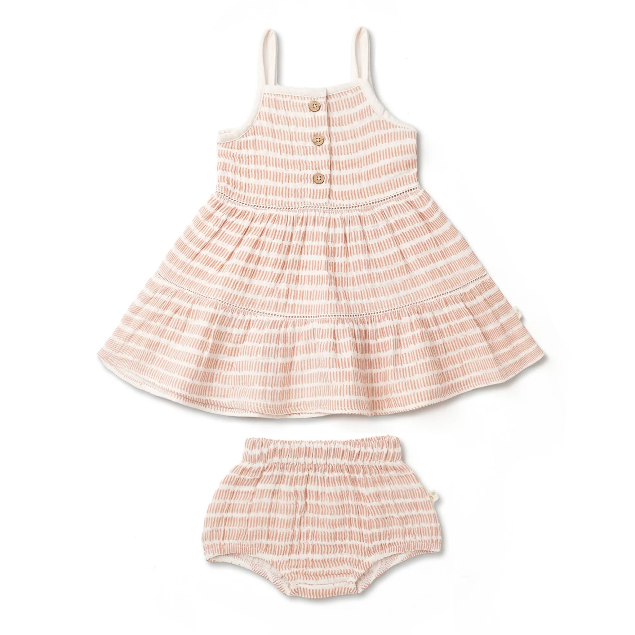 Organic Buttoned Tiered Dress || Dash Lines