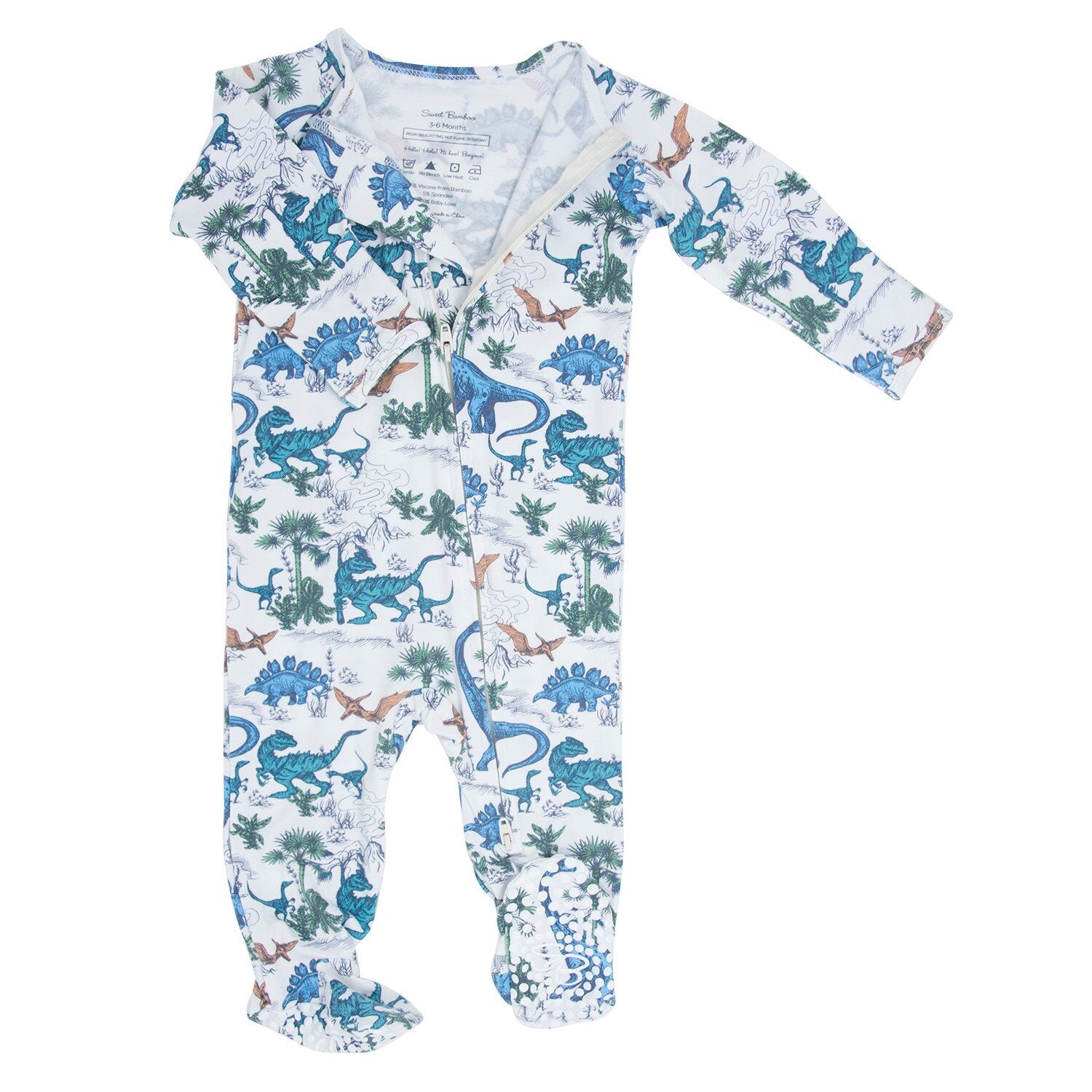 Bamboo Zipper Footie || Dinoland