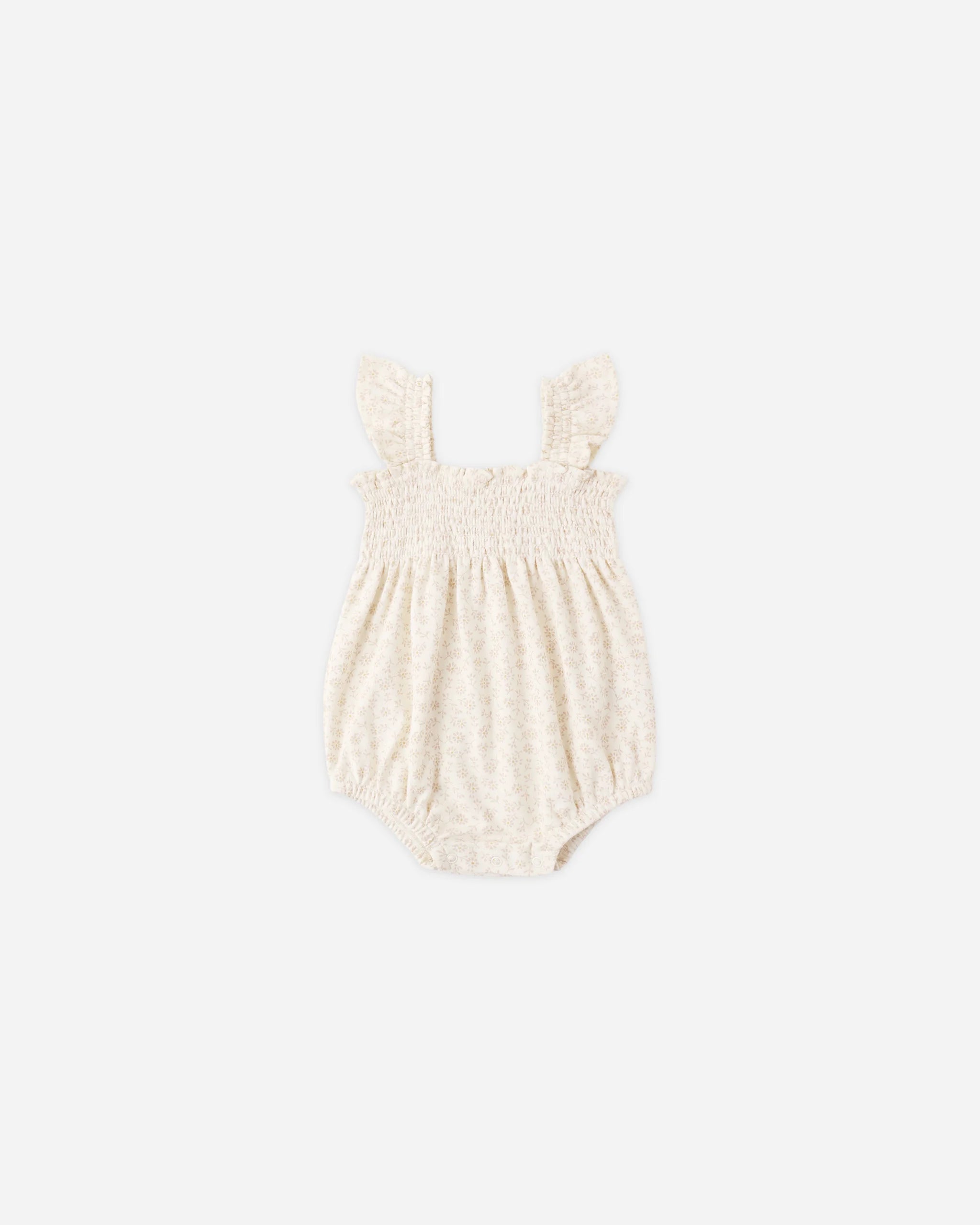 Quincy Mae Smocked Ruffle Sleeve Romper || Ditsy