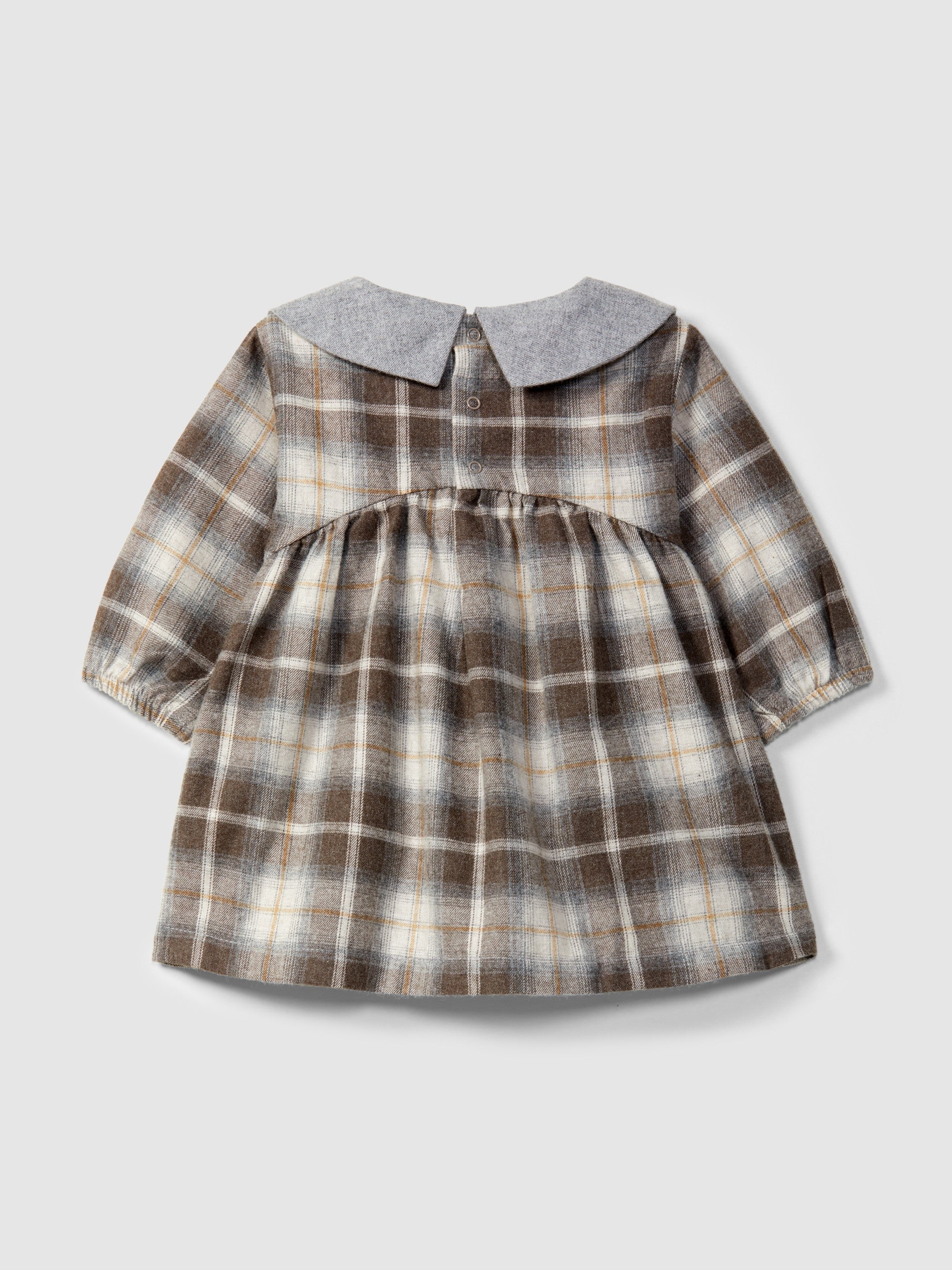 Snug Check Dress with Embroidered Detail on the Collar || Indigo