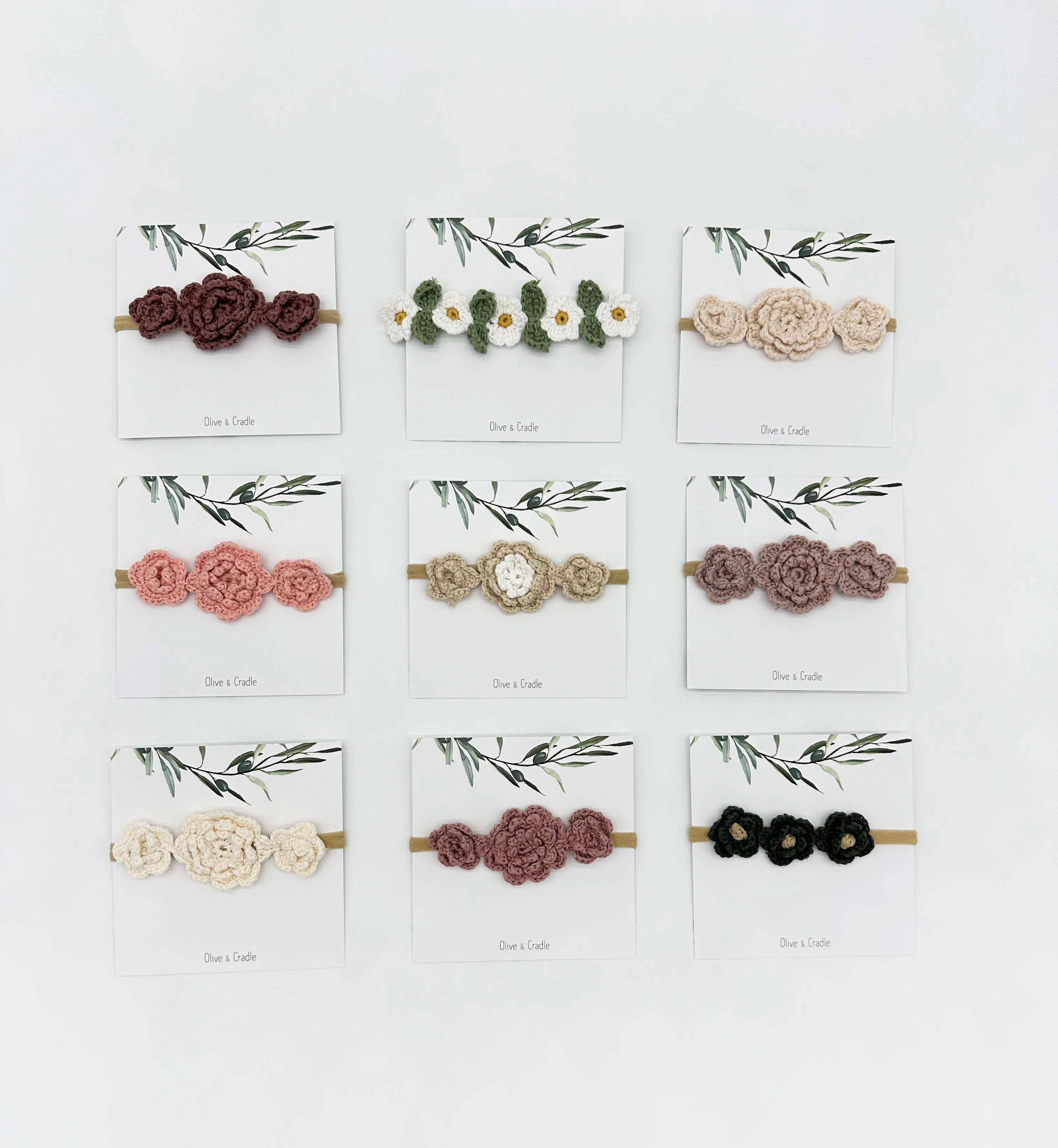 Crochet Flower Headband: Cream Triple Flower