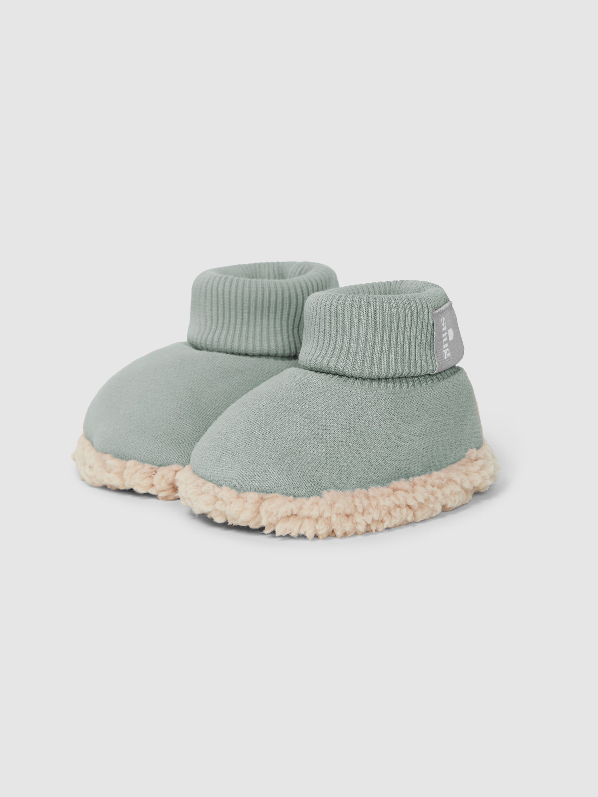Snug Plush Booties with Fur Detail || Green