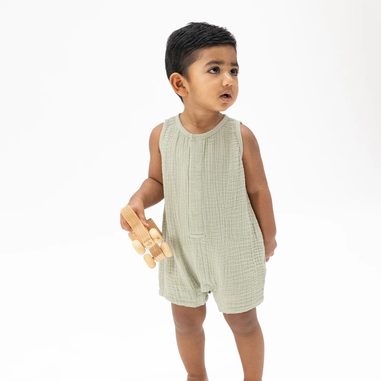 Sleeveless Shortie Romper || Dessert Green