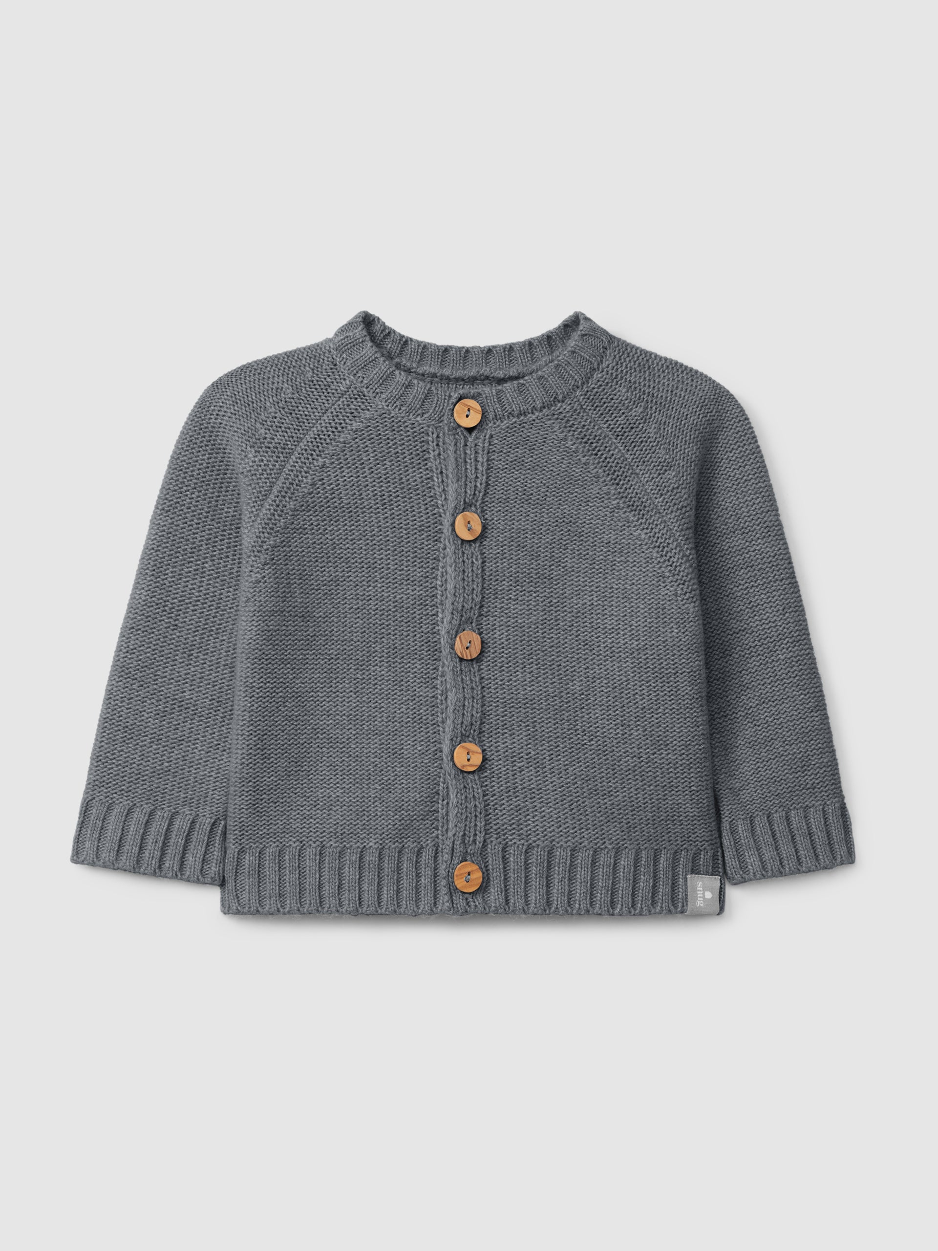 Snug Knitted Cardigan with Round Neck || Grey