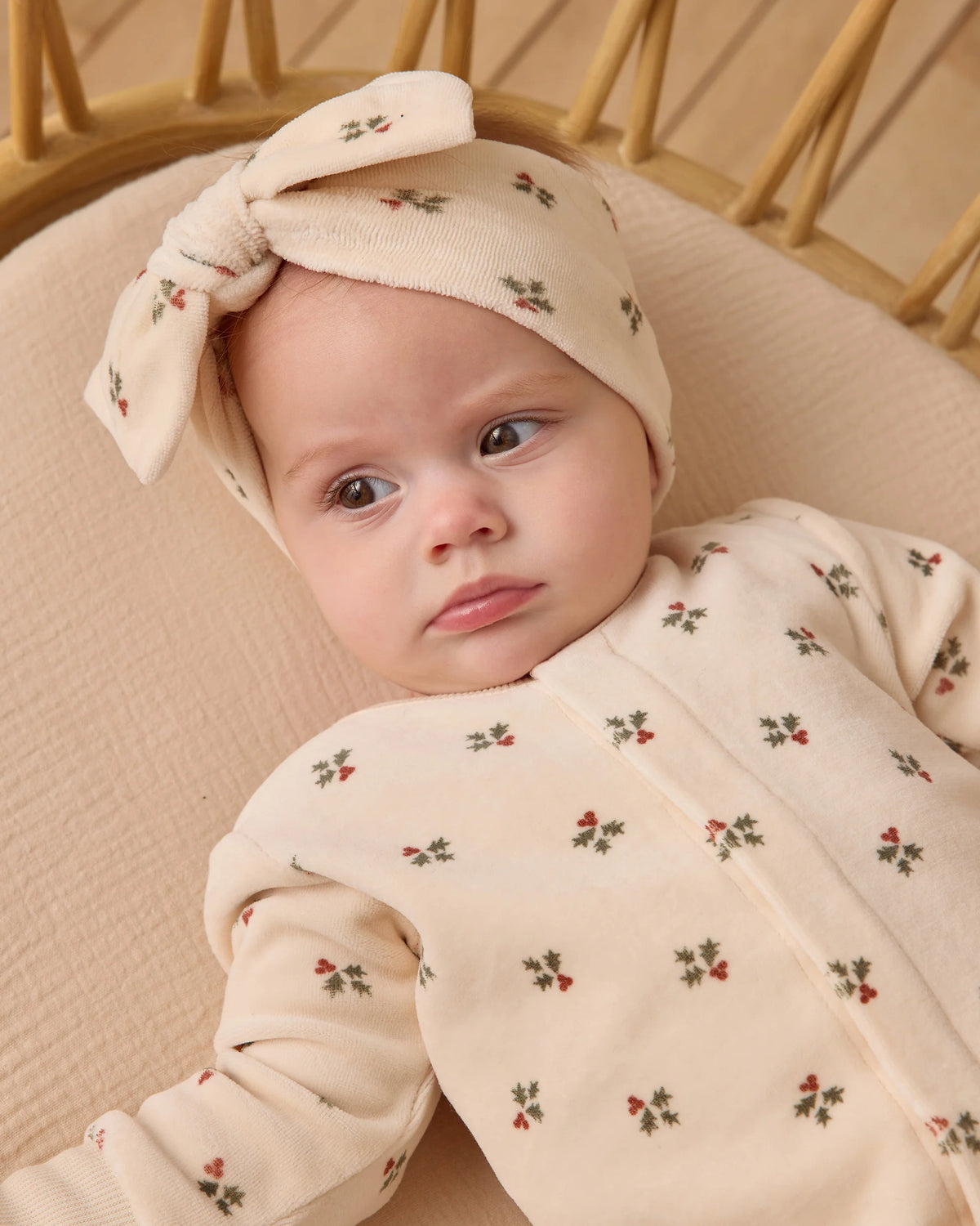 Velour Bow Headband || Holly Berry