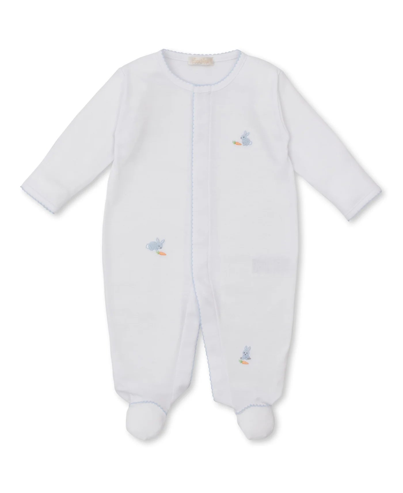 Kissy Kissy Premier Baby Bunny Footie + Blanket Set || Blue Hand Embroidered