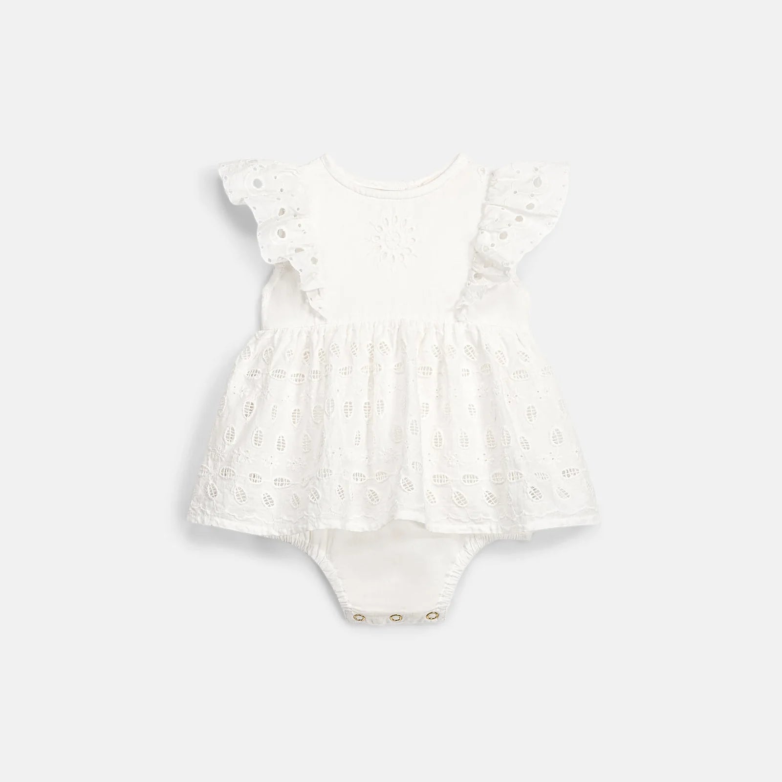 Louise Misha Lenali Romper || Off White Schiffli