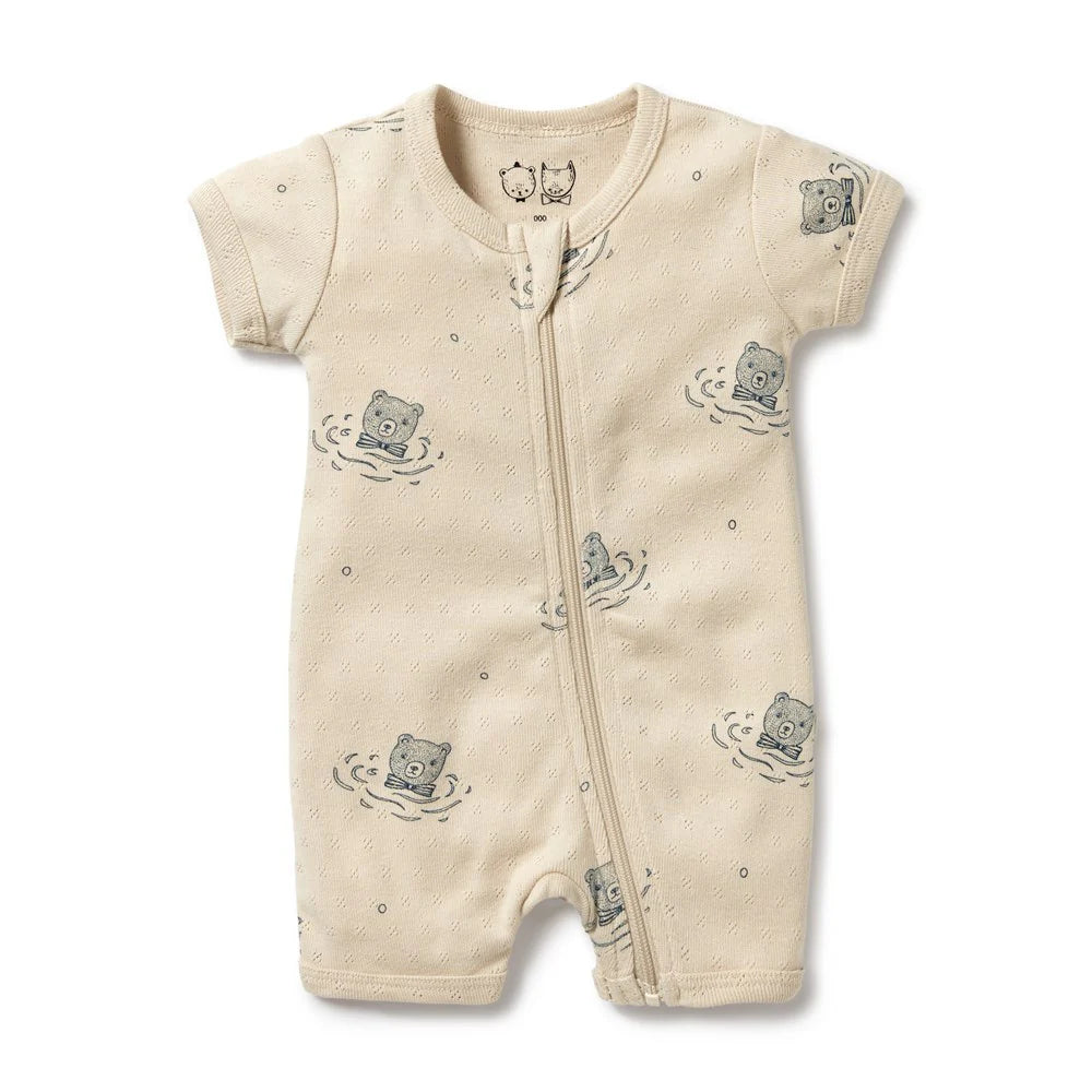 Organic Pointelle Zipsuit || Little Bear