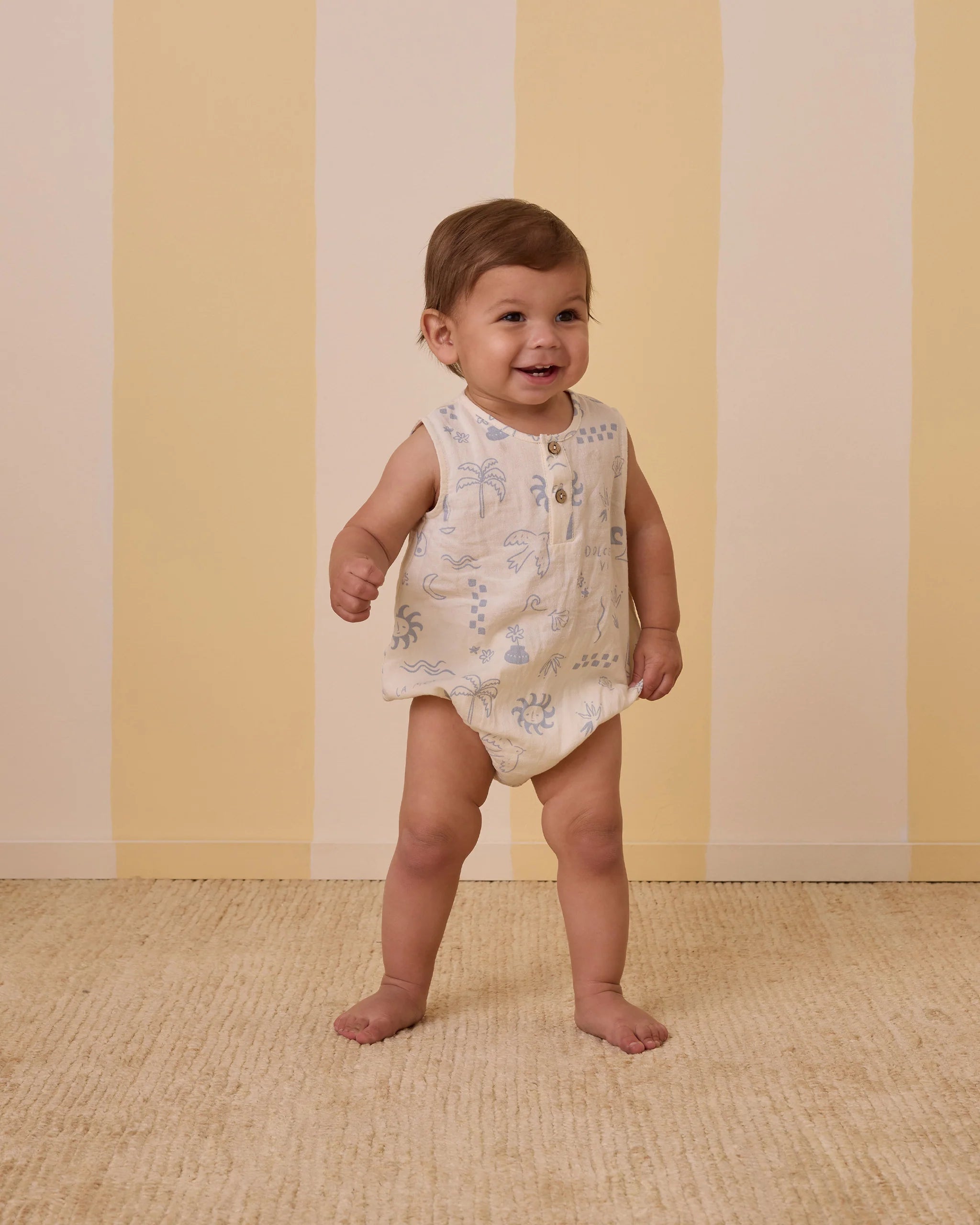 Rylee + Cru Beau Romper || Mediterranean