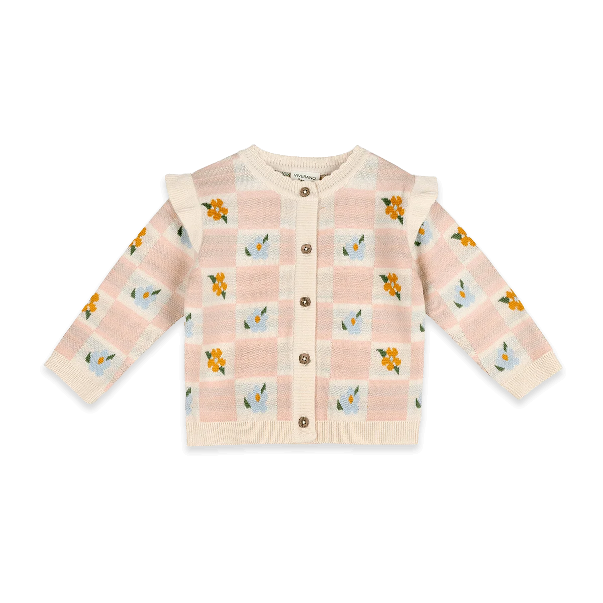 Viverano Organic Cotton Mia Bouquet Jacquard Knit Baby Cardigan
