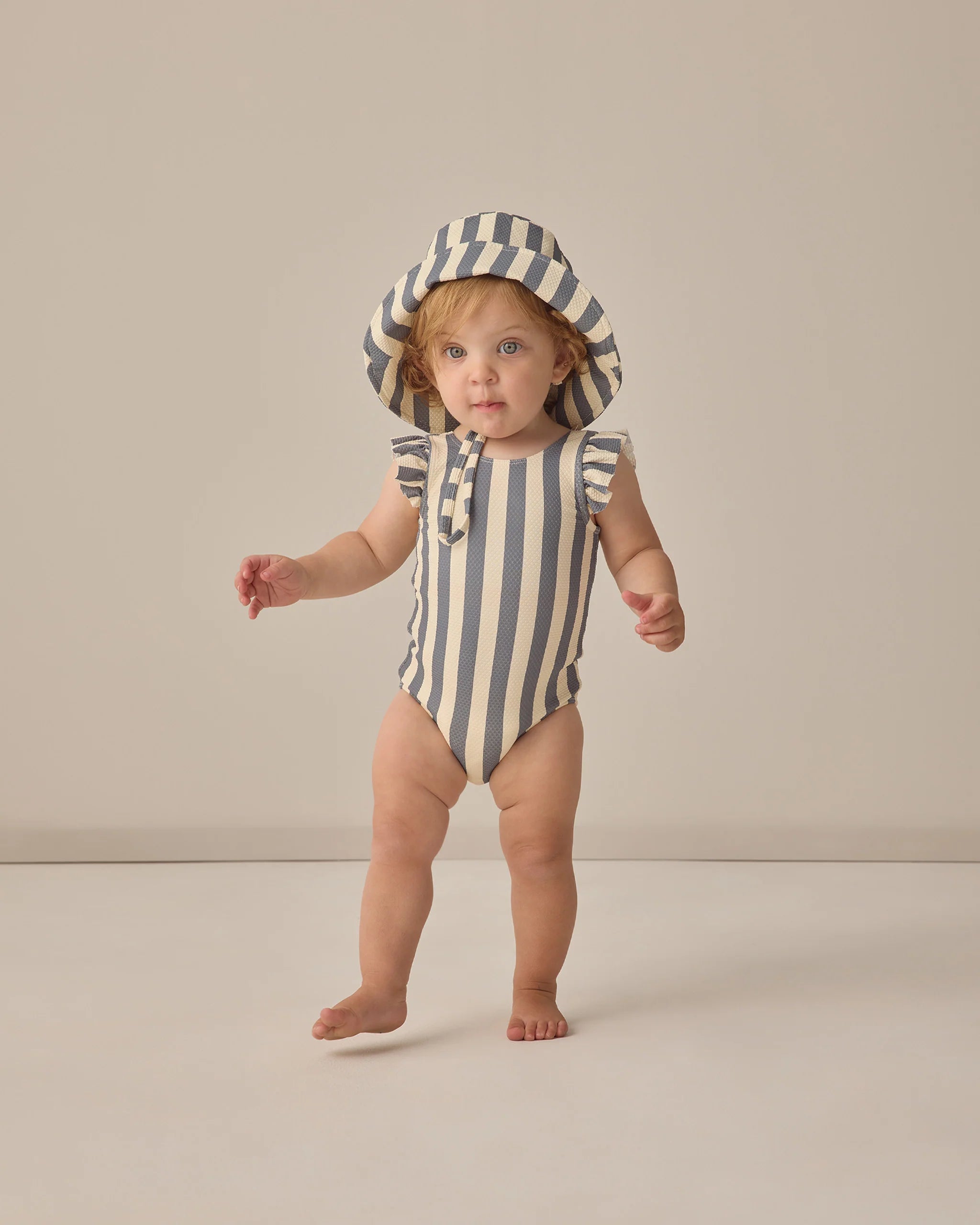 Quincy Mae Scoop Back One-Piece Swimsuit || Retro Ocean Stripe