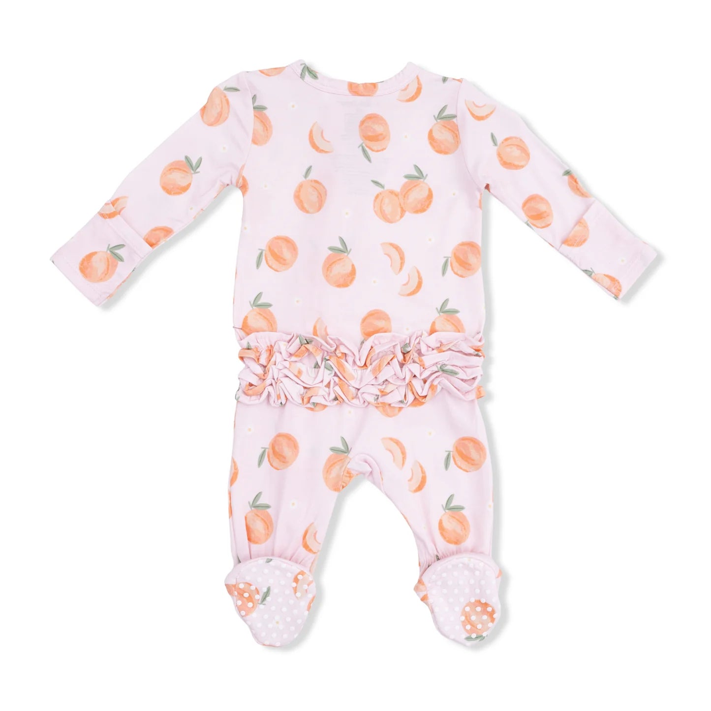 2 Way Ruffle Back Zipper Footie || Sweet Peach