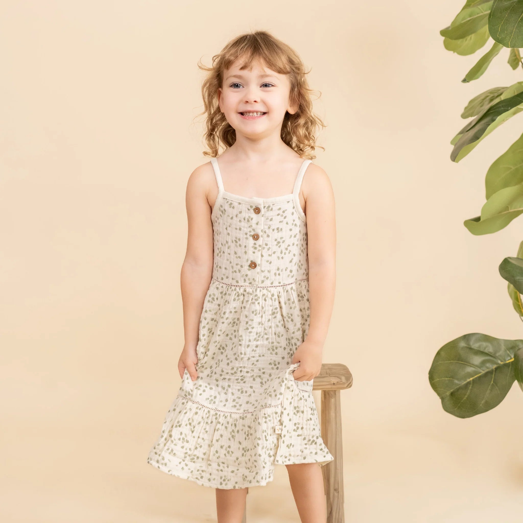 Organic Buttoned Tiered Dress || Petals