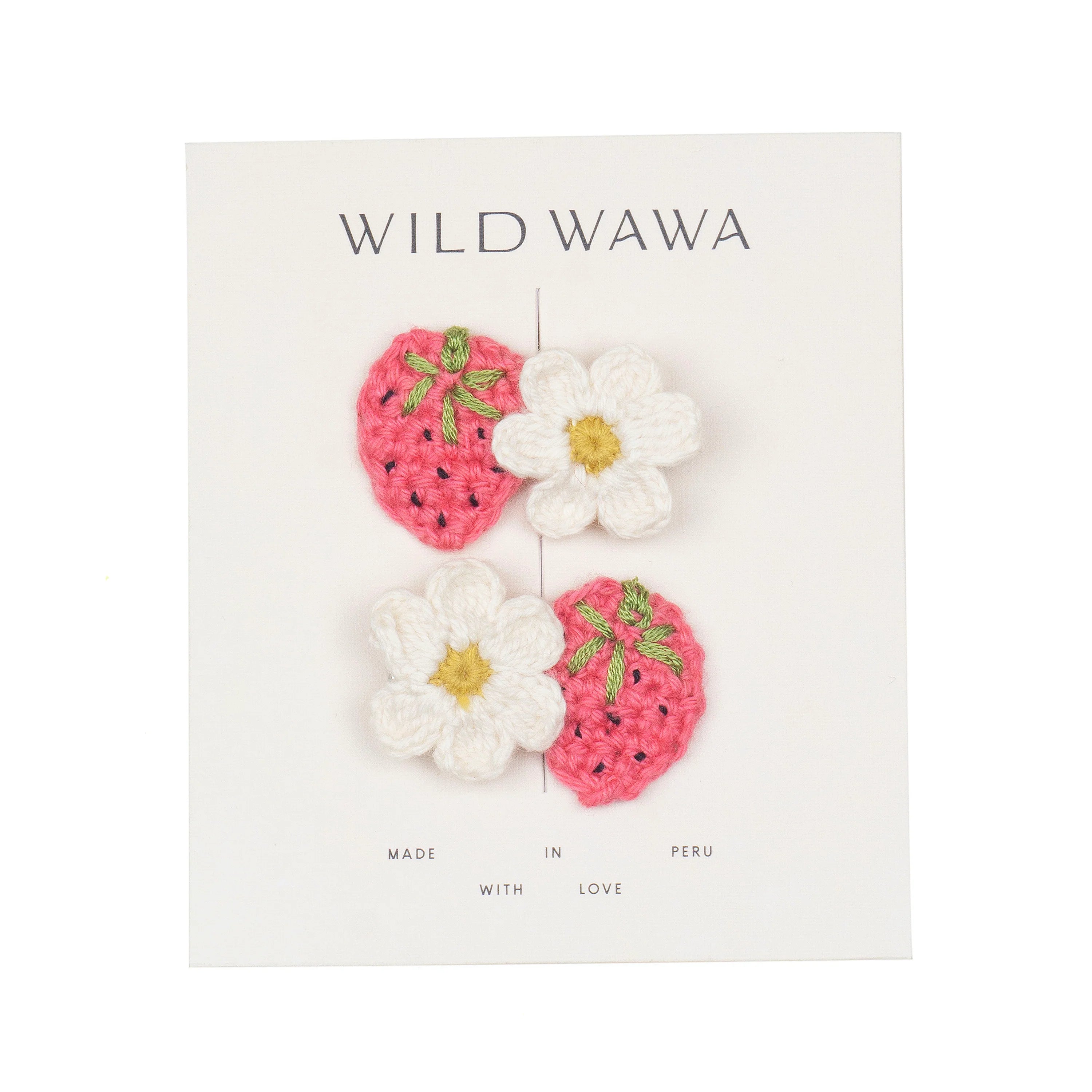 Wild Wawa Crochet Clip Set || Strawberry Daisy