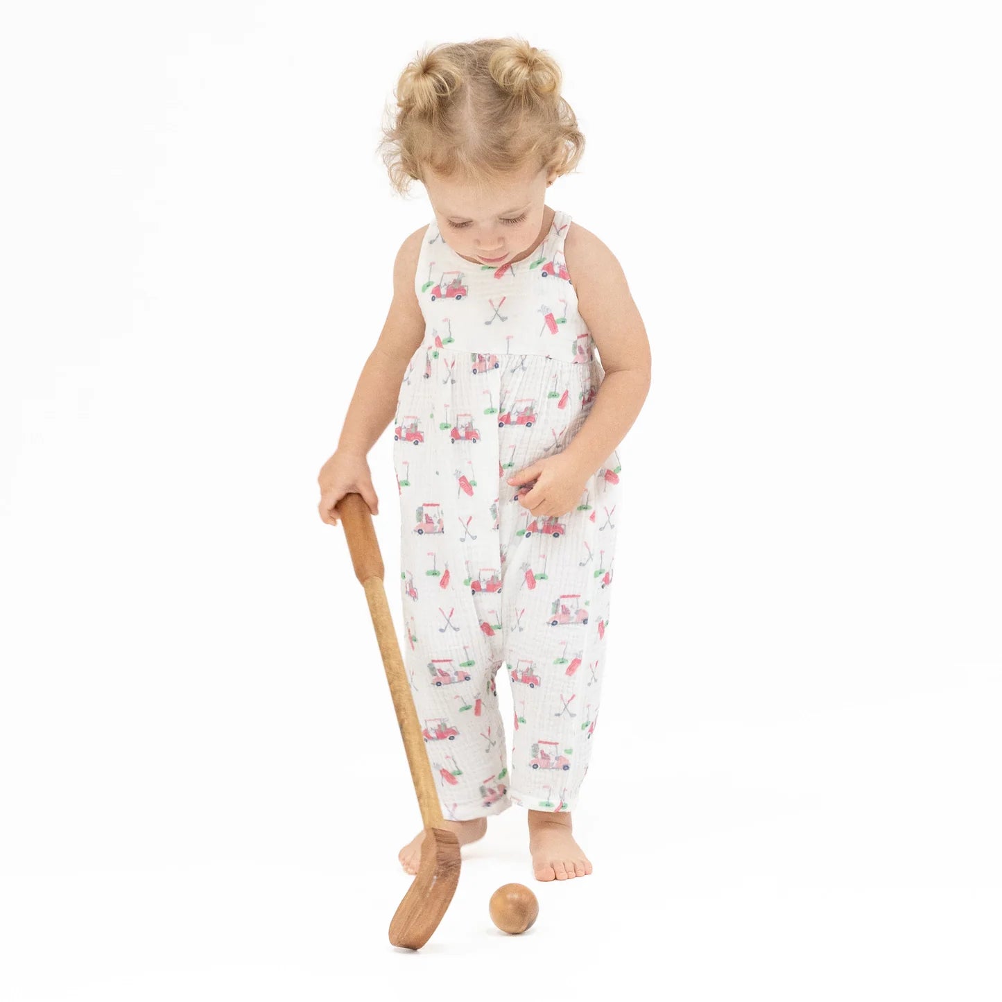 Tie Back Romper || Baby Golf Carts Pink