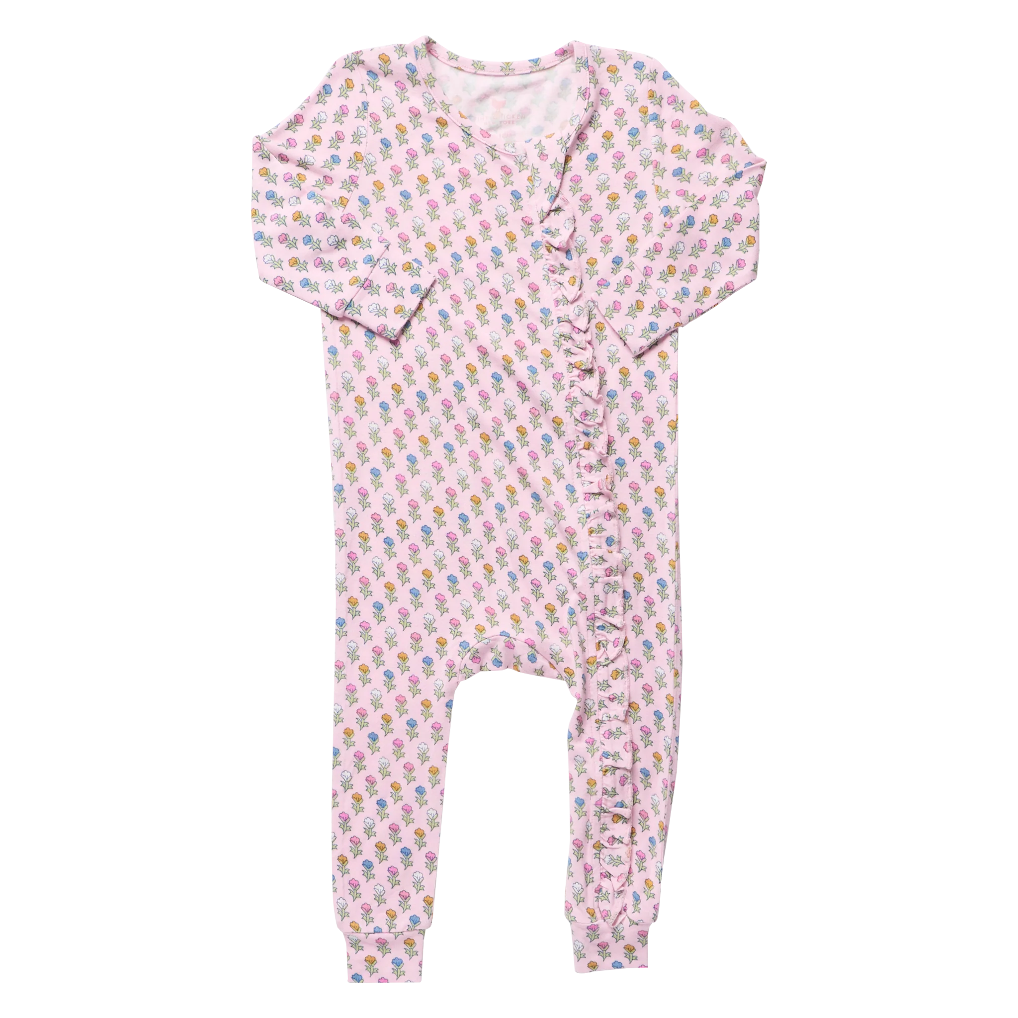 Pink Chicken Baby Girls Ruffle Bamboo Romper || Pink Carnation