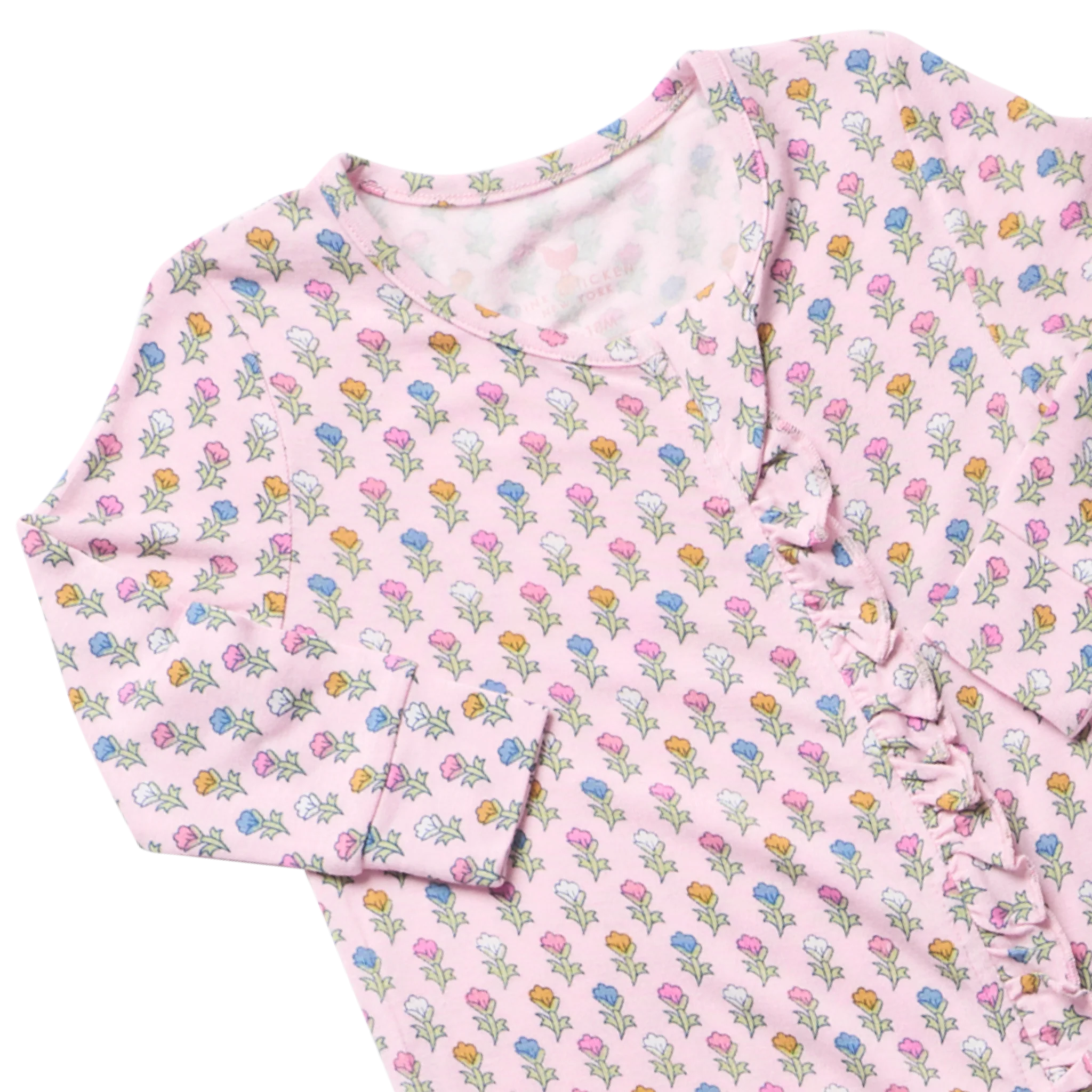 Pink Chicken Baby Girls Ruffle Bamboo Romper || Pink Carnation