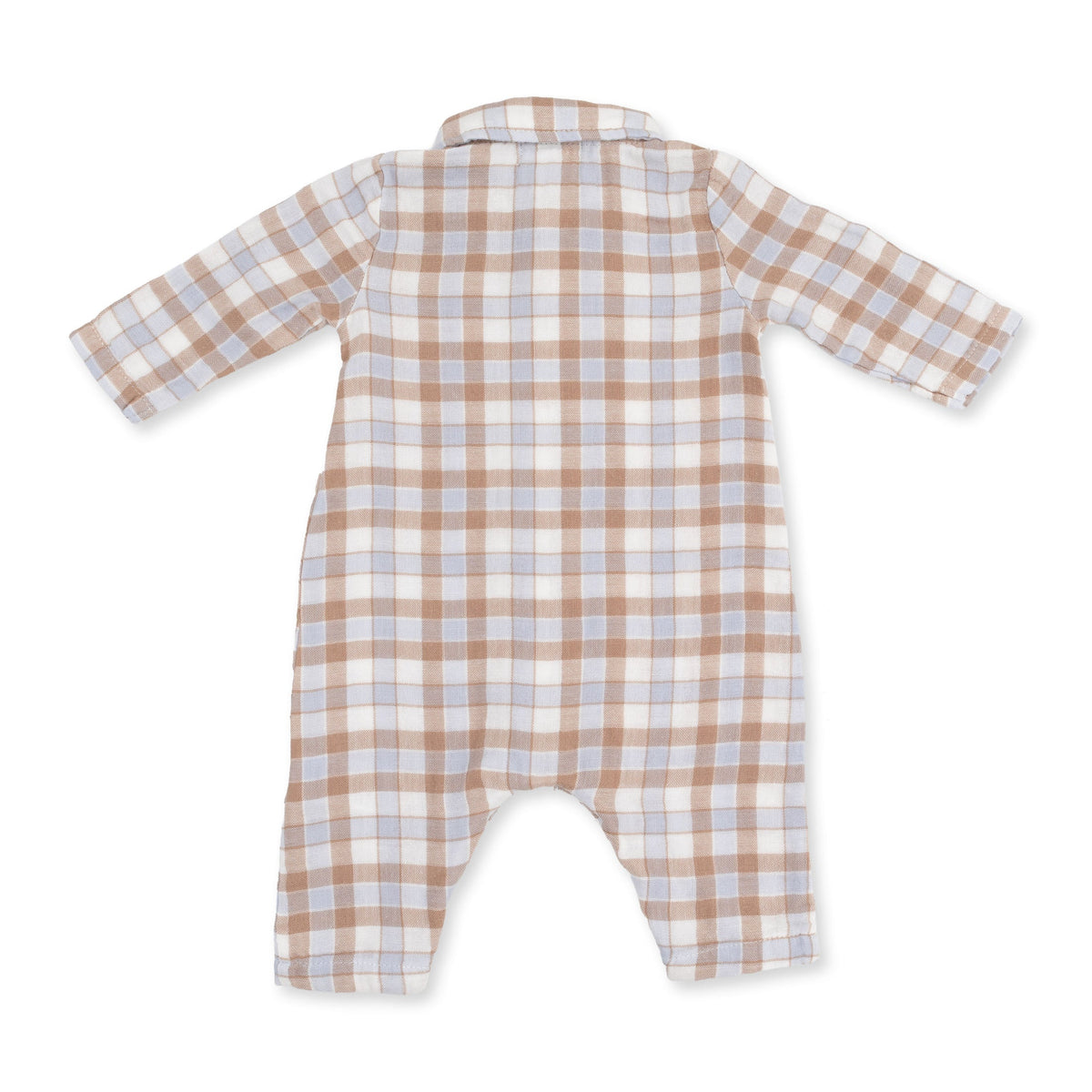 Angel Dear Western Plaid Long Sleeve Polo Button Down Romper