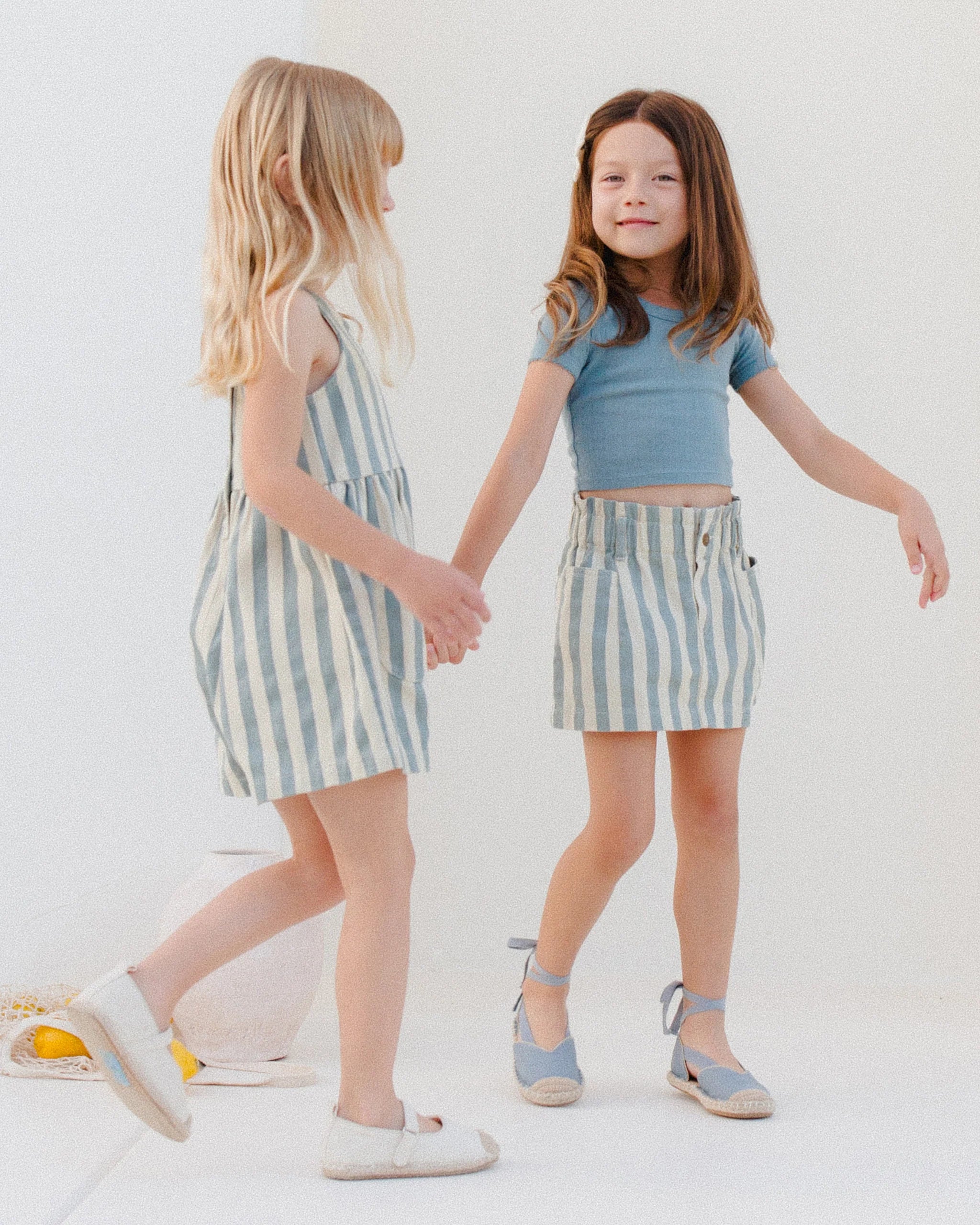 Rylee + Cru Pointelle Tee & Denim Mini Skirt Set || Ocean