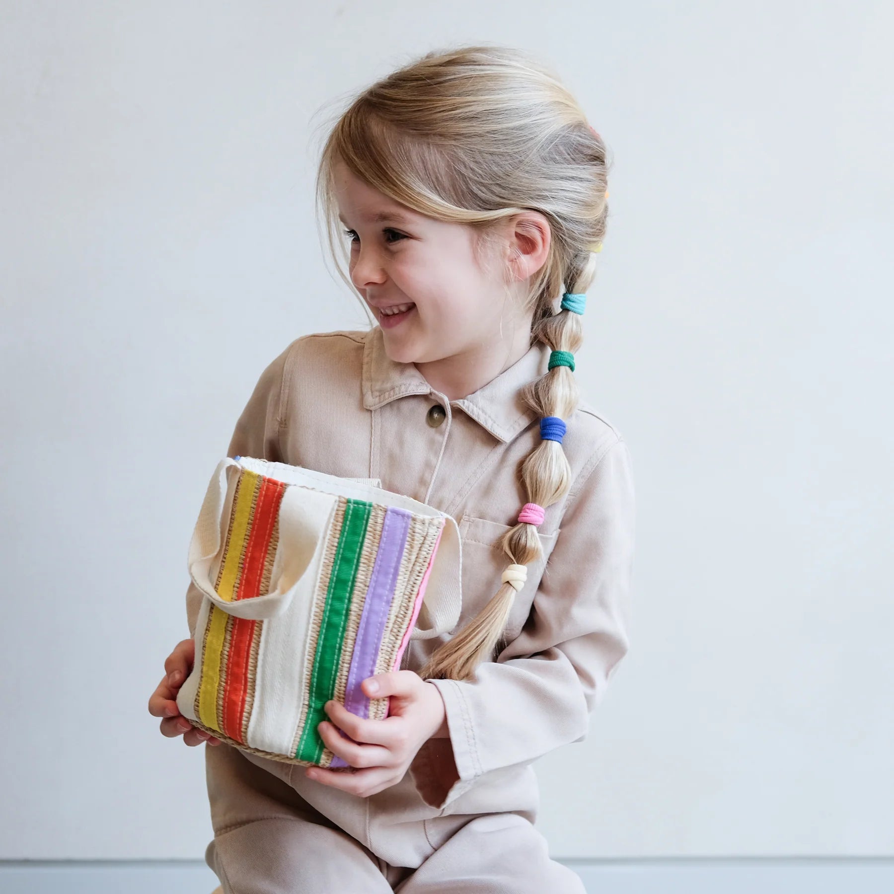Rainbow Ribbon Basket Bag