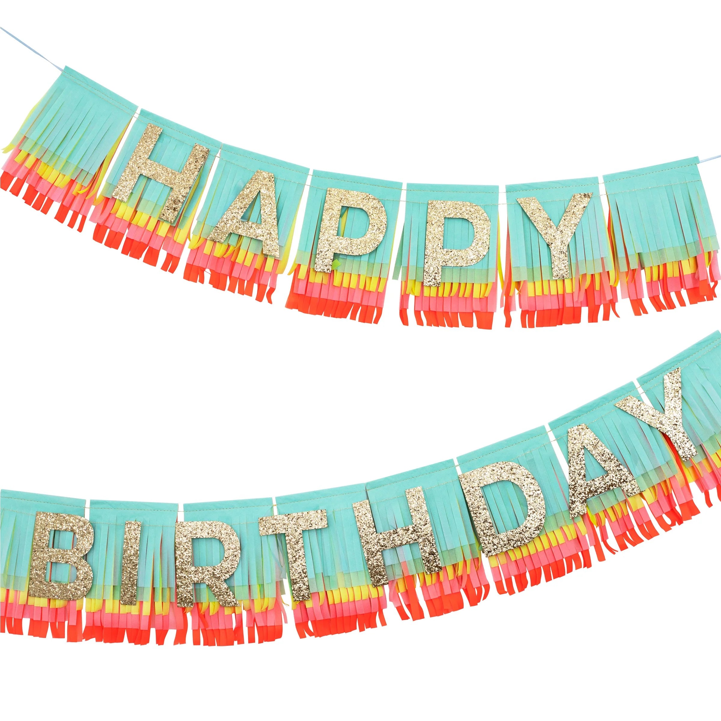 Rainbow Fringe Happy Birthday Garland