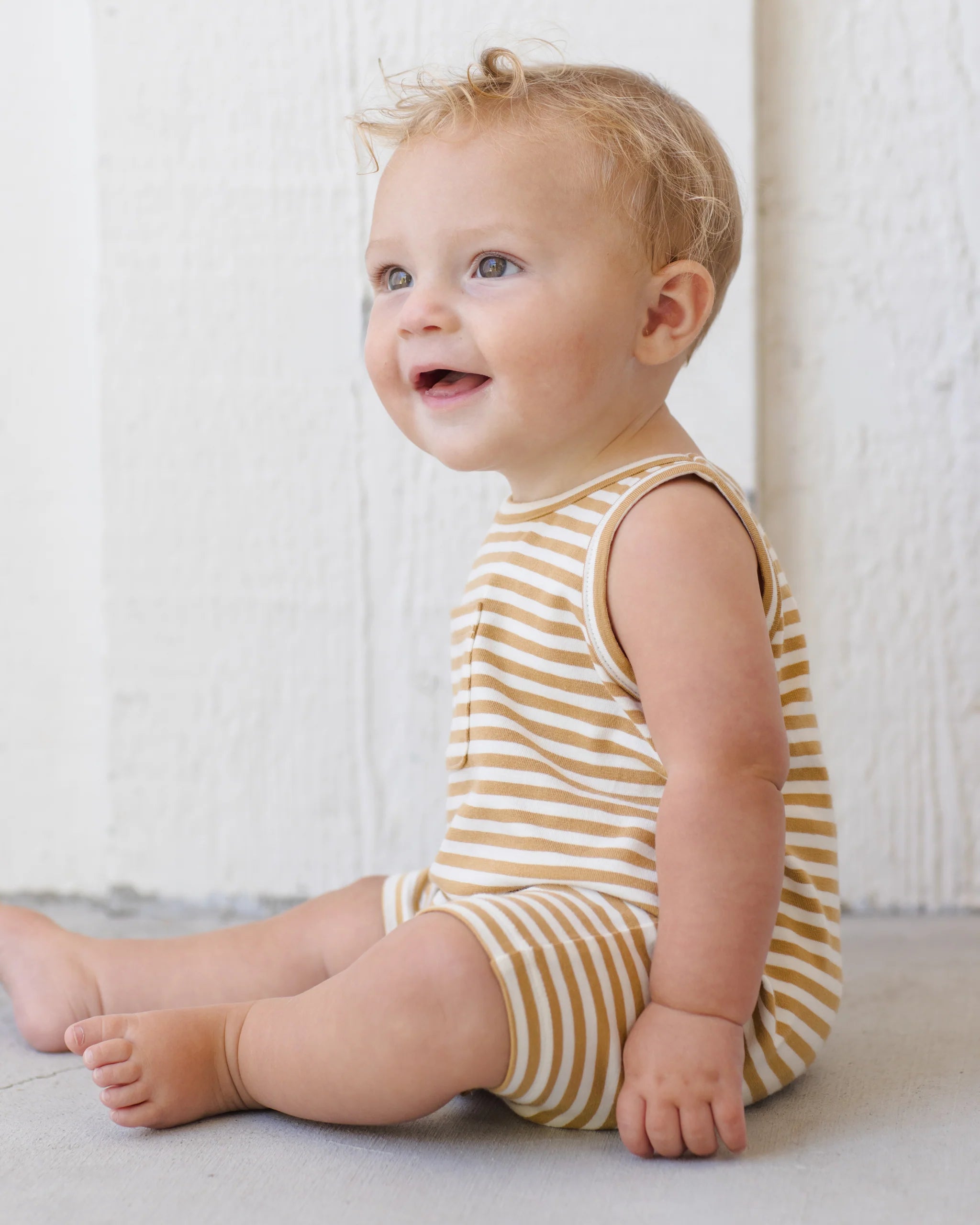 Quincy Mae Sleeveless One-Piece || Honey Stripe