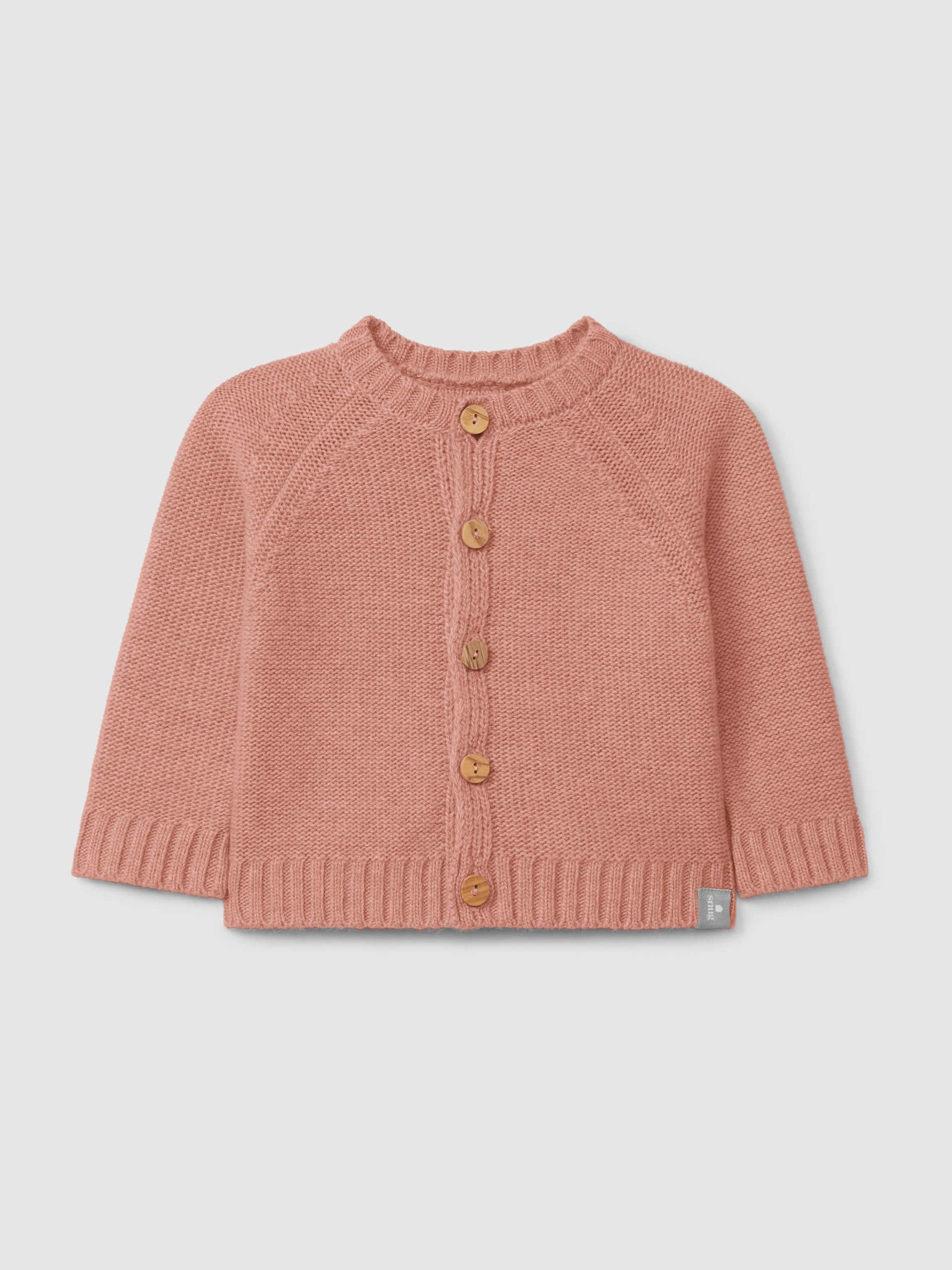 Snug Knitted Cardigan with Round Neck || Rosa Escuro