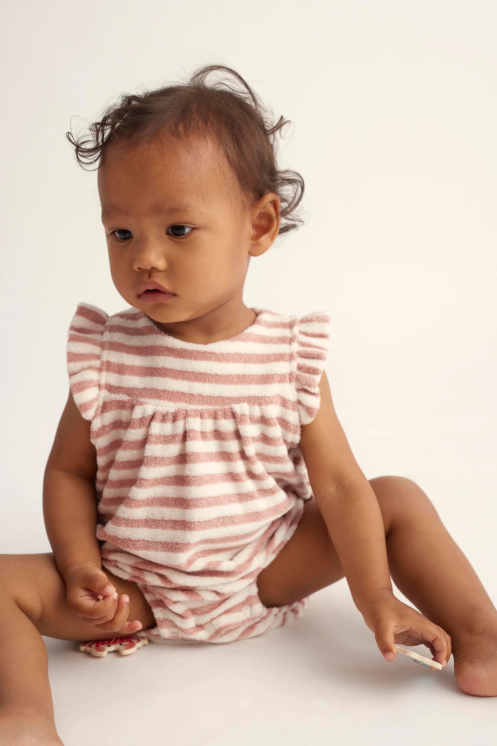 Organic Striped Toweling Baby Romper