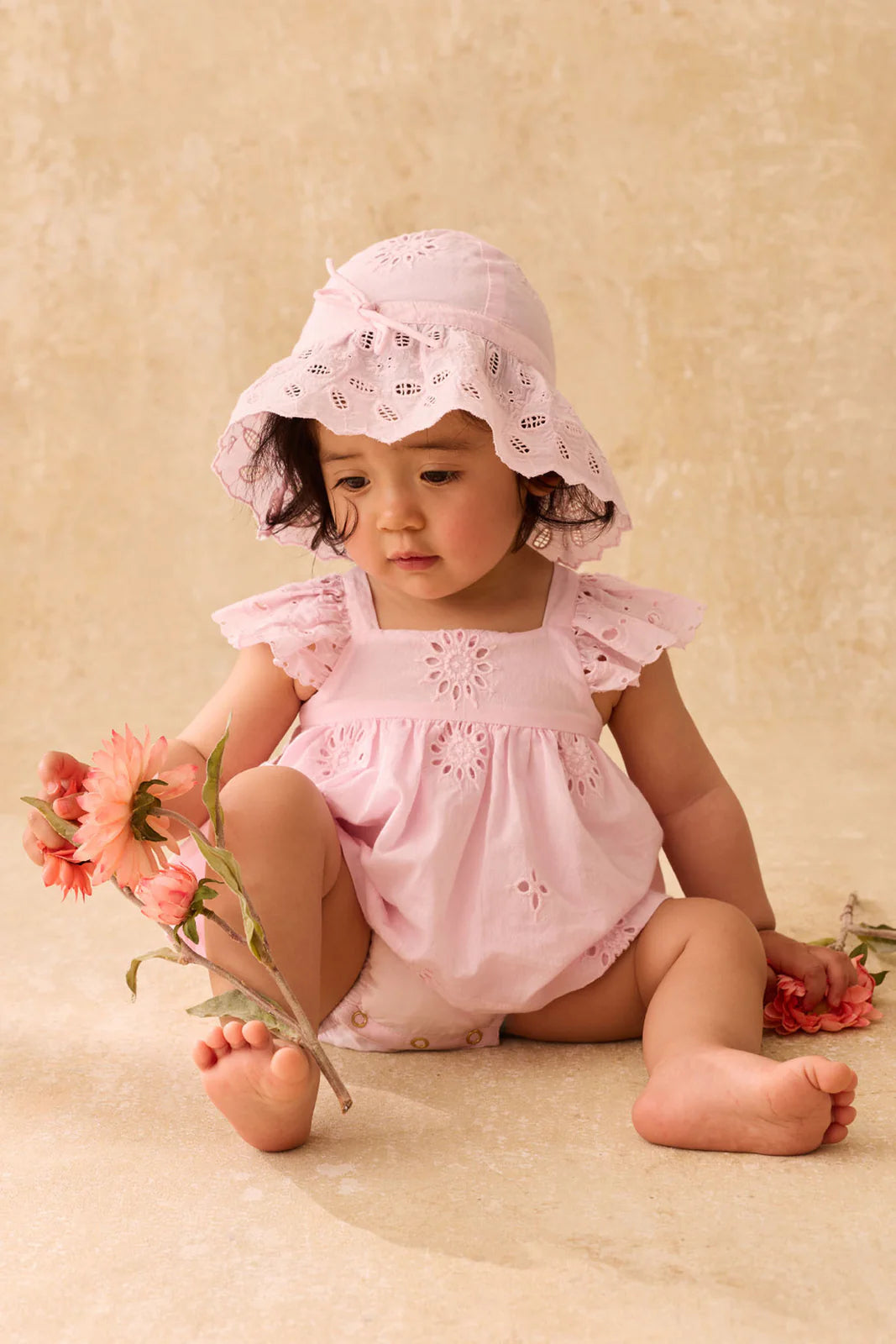 Louise Misha Salome Romper || Pink Schiffli