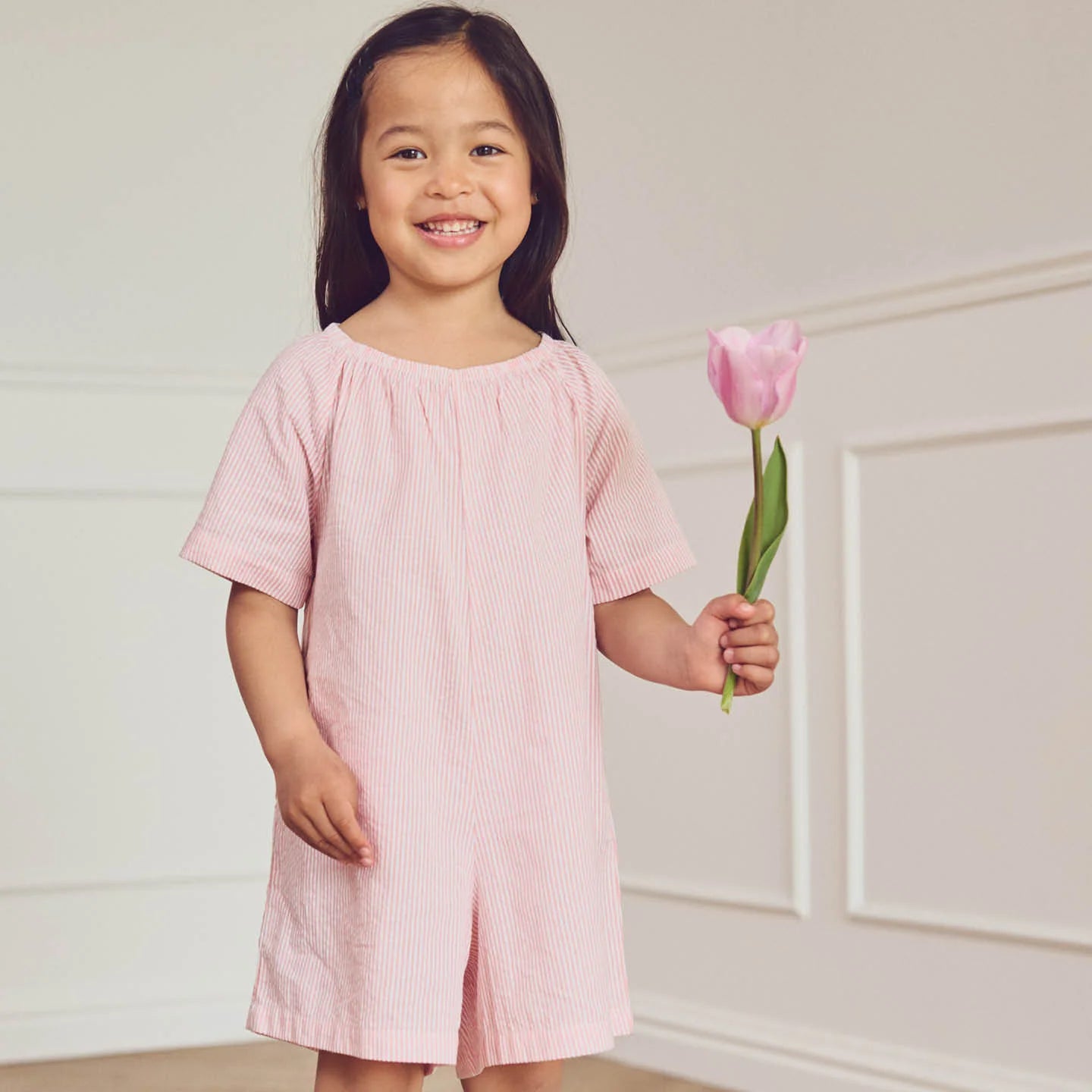 Seersucker Pink Stripe Shorts Suit