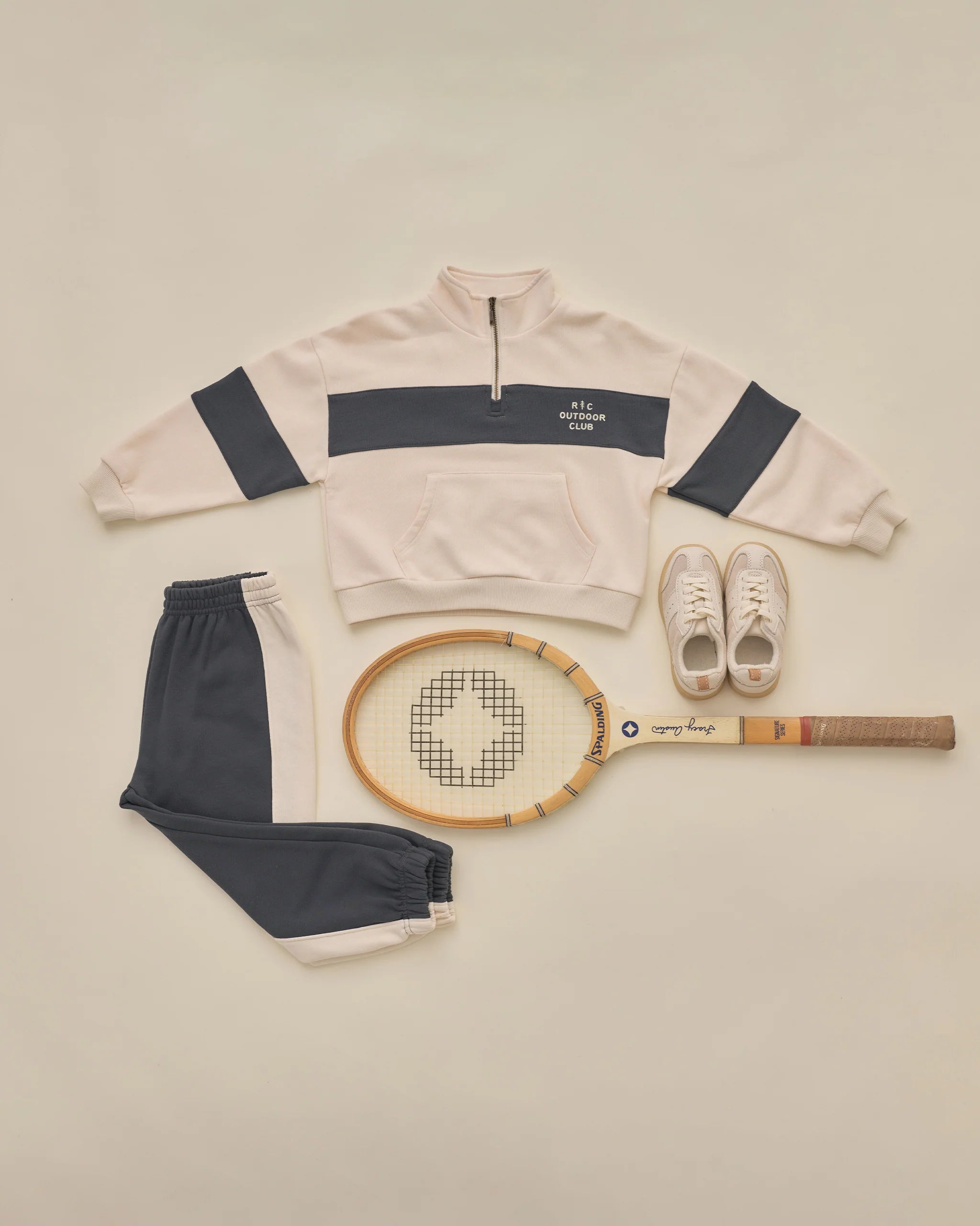 Rylee + Cru Panel Stripe Half Zip & Paneled Sweatpants Set || Outdoor Club