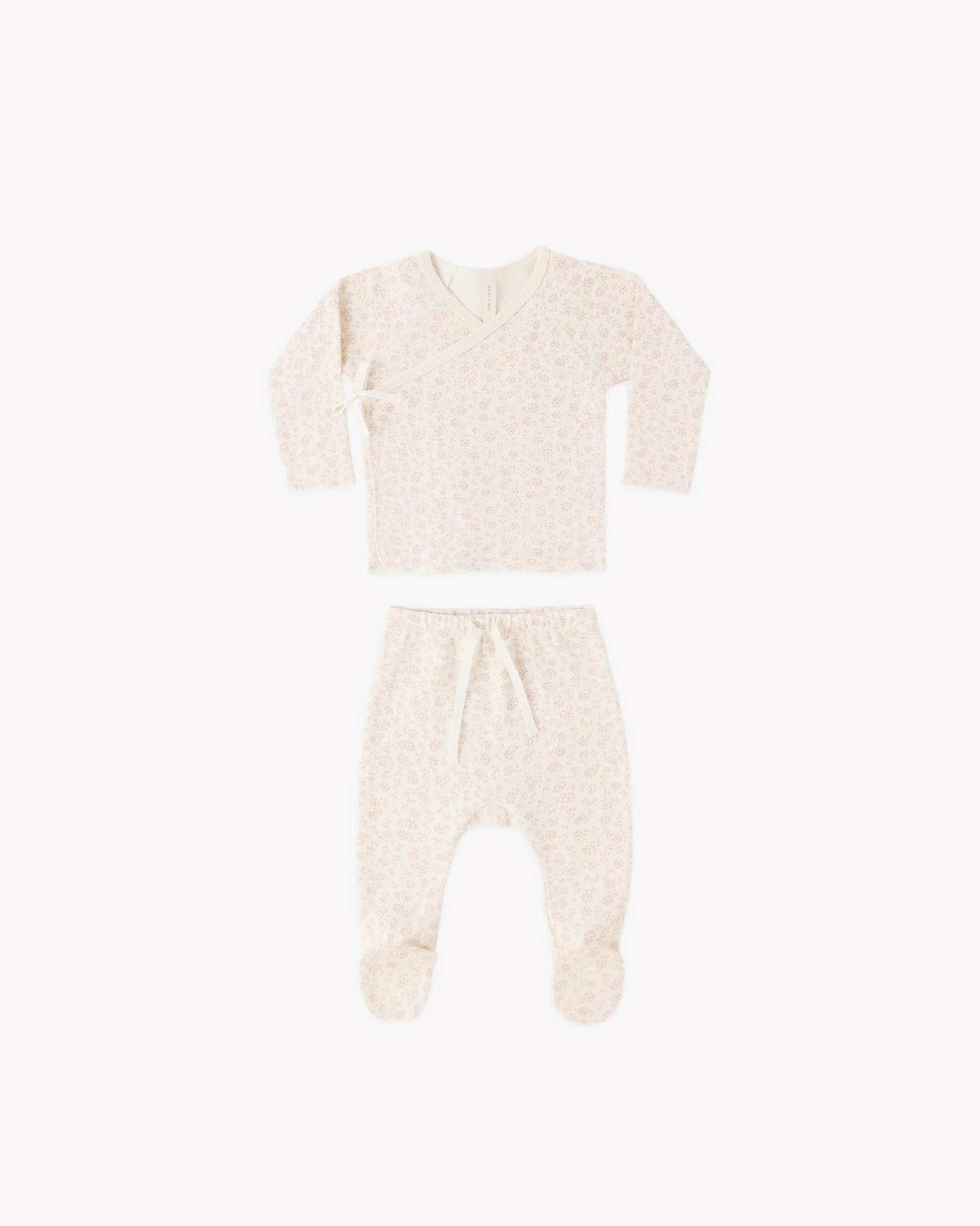 Quincy Mae Wrap Top + Footed Pant Set || Ditsy