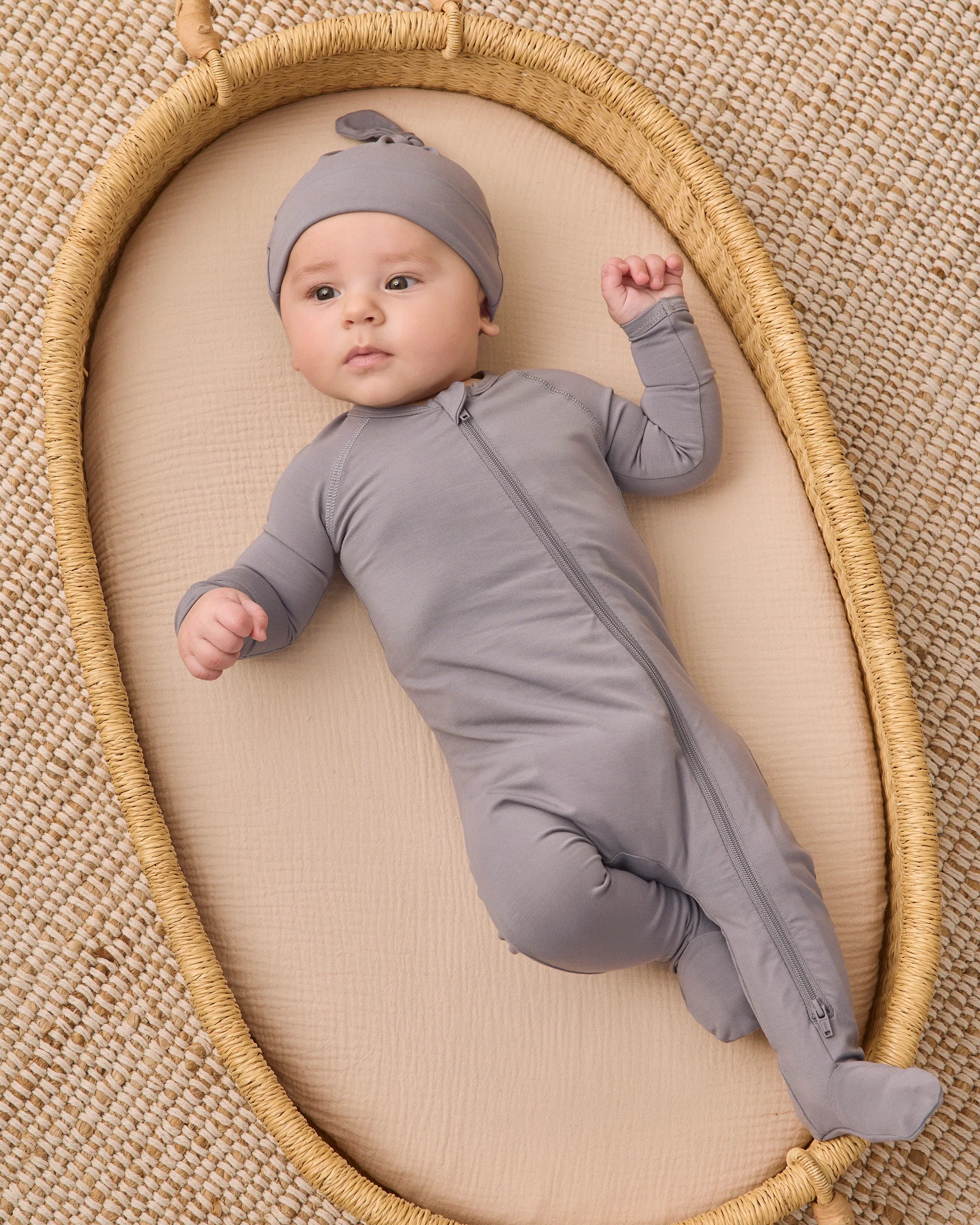Quincy Mae Bamboo Zip Footie || Slate