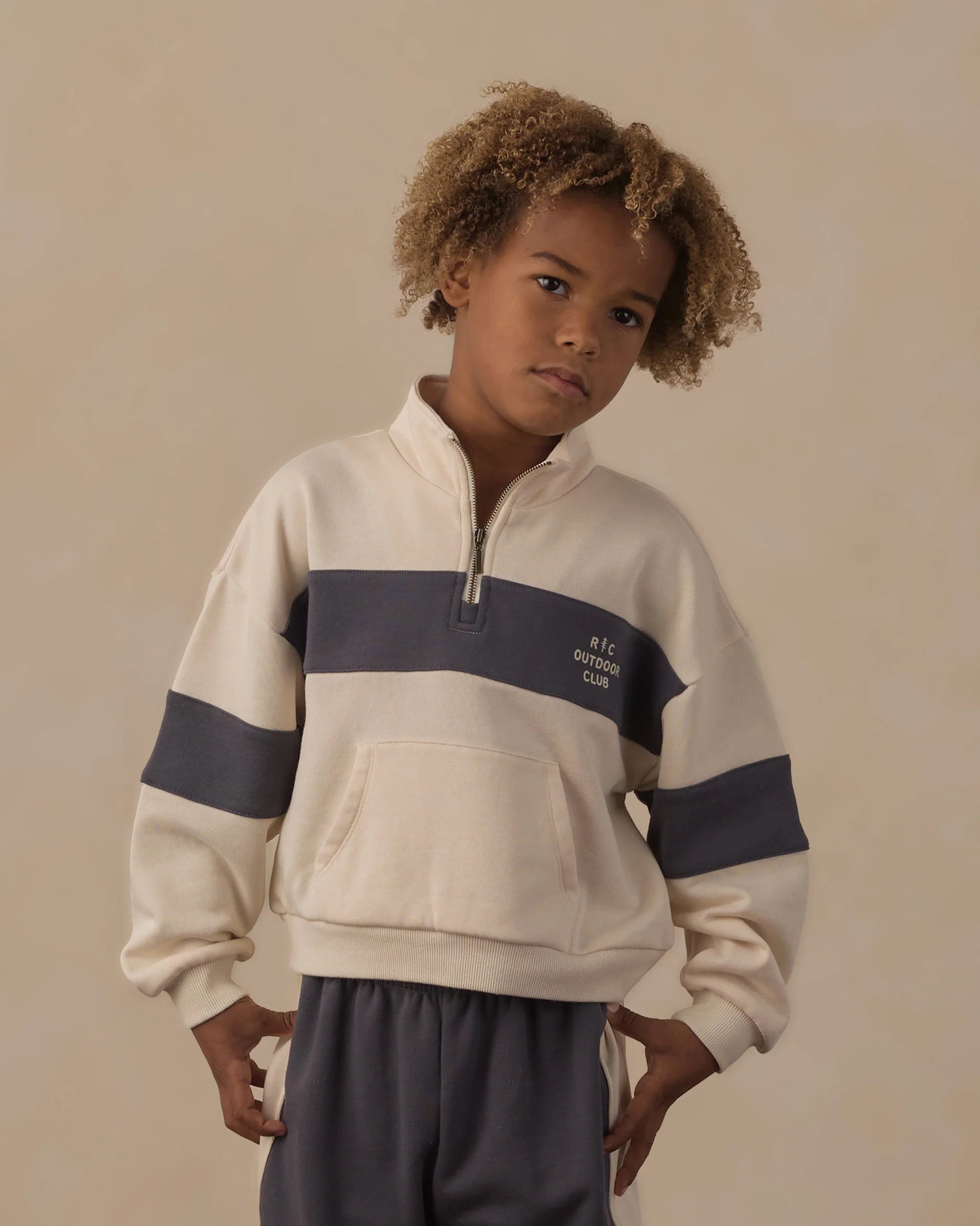 Rylee + Cru Panel Stripe Half Zip & Paneled Sweatpants Set || Outdoor Club