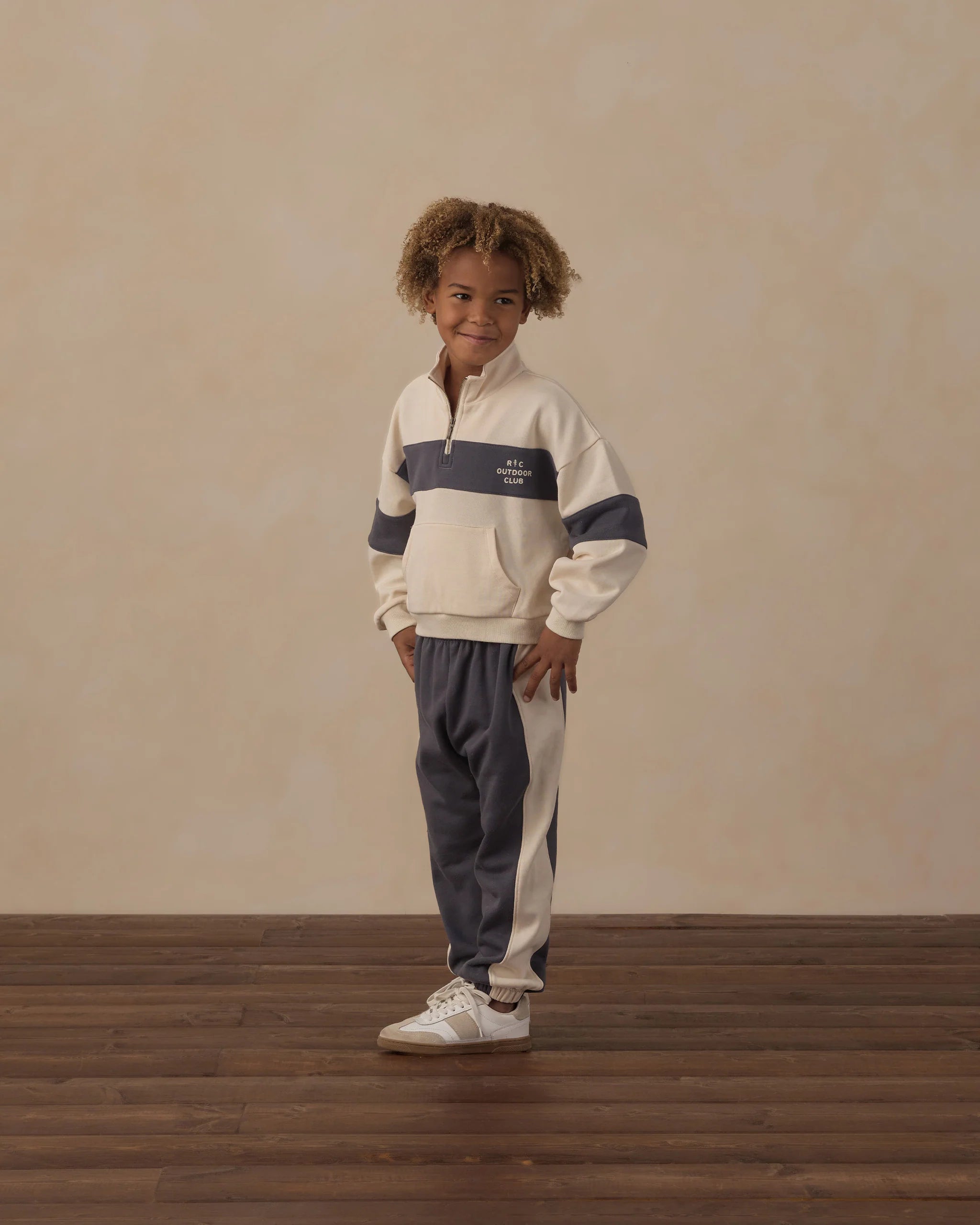 Rylee + Cru Panel Stripe Half Zip & Paneled Sweatpants Set || Outdoor Club