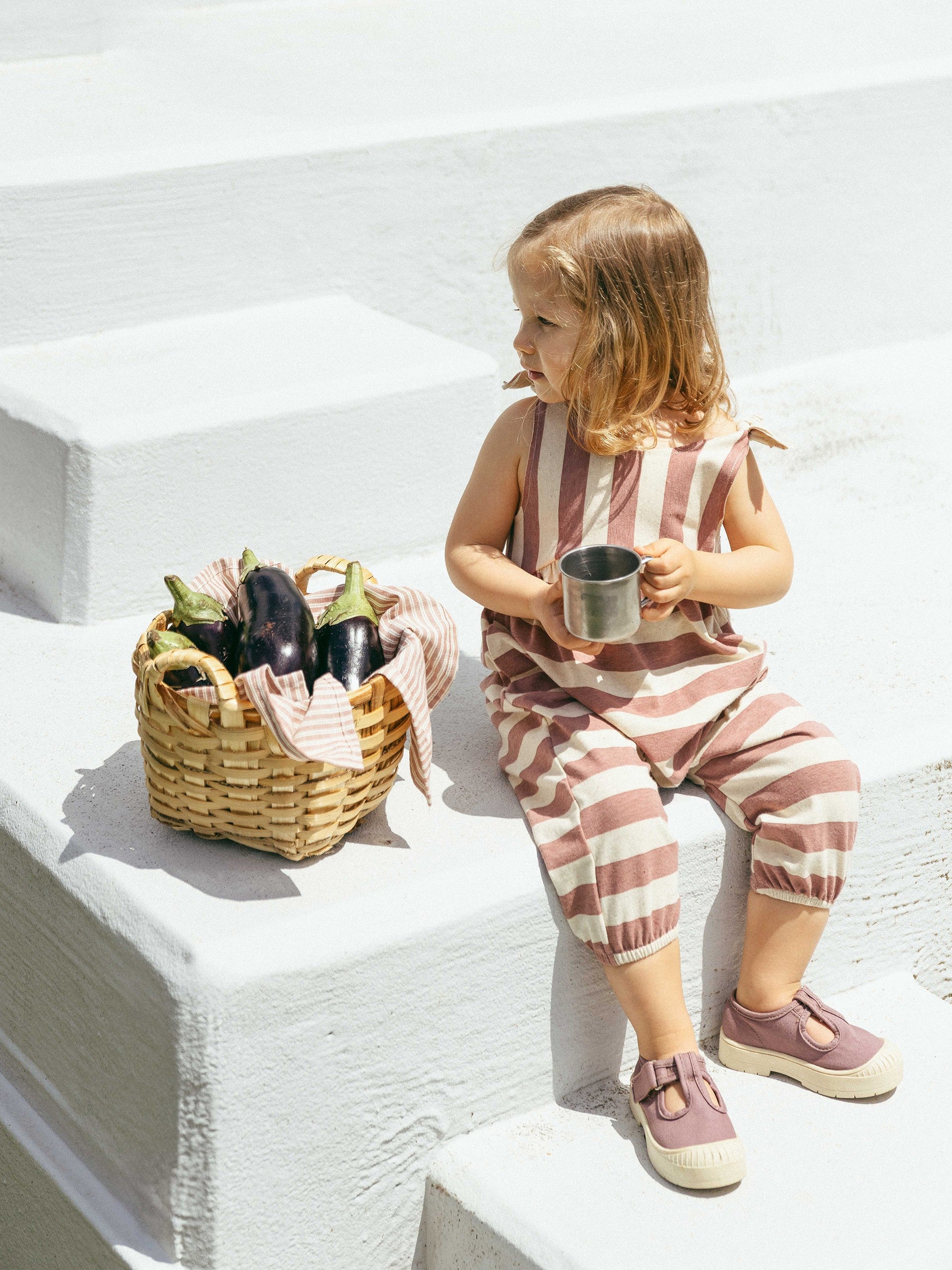 Sung Striped Dungarees || Terracotta