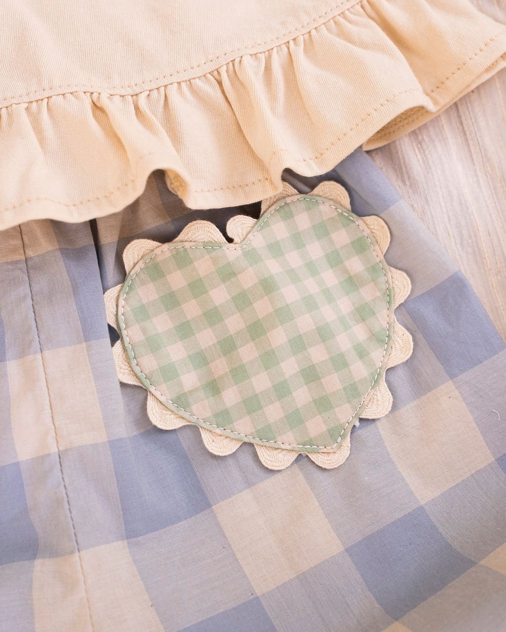 Wild Wawa Heart Pocket Pant Set || Blue Gingham